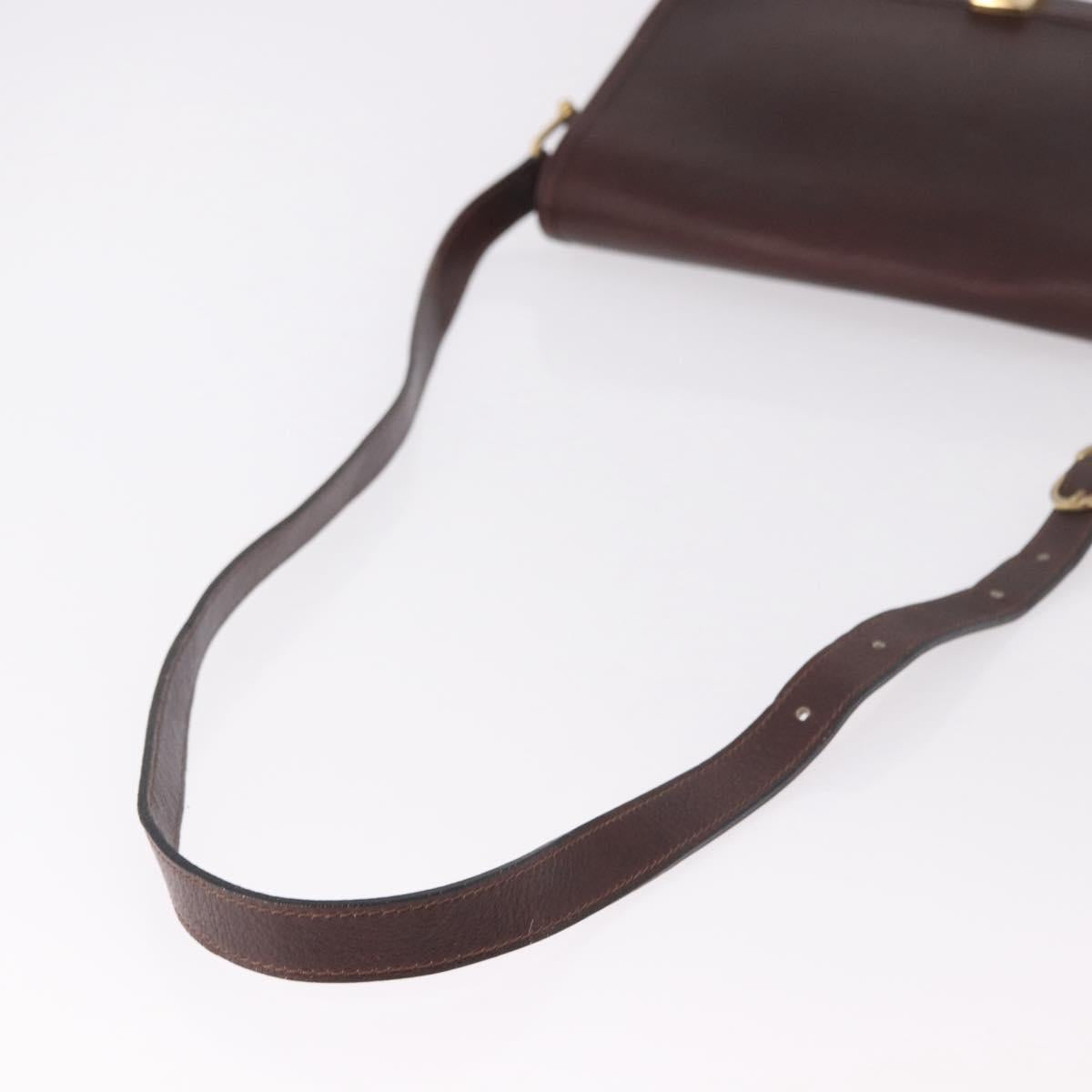 CELINE Shoulder Bag Leather Dark Brown Gold Auth bs35935