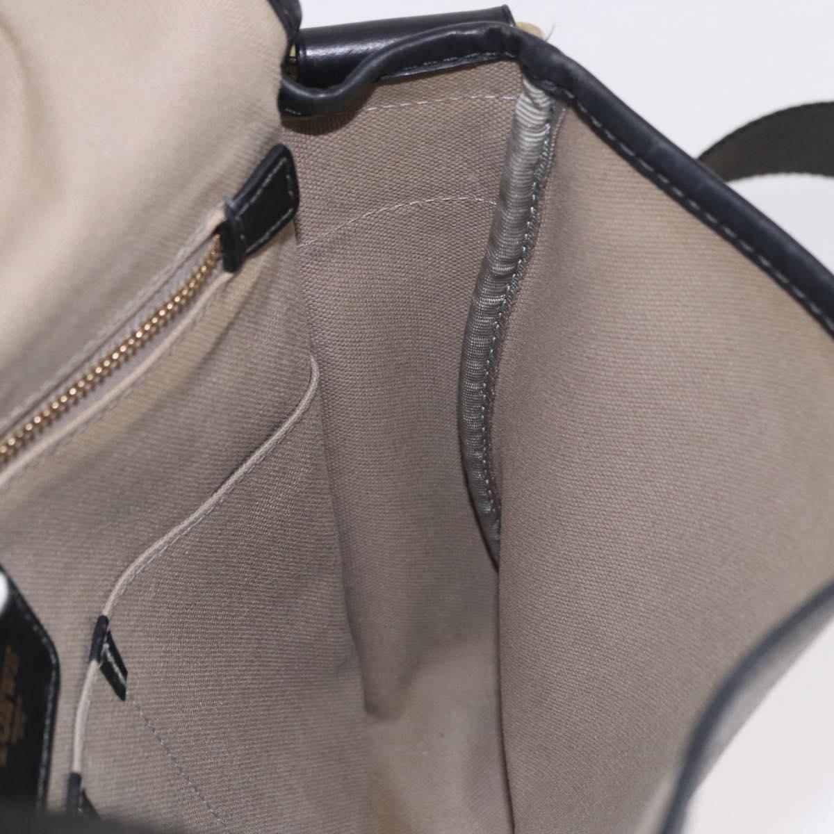 LOEWE Anagram Shoulder Bag PVC Gray Gold Auth bs35936