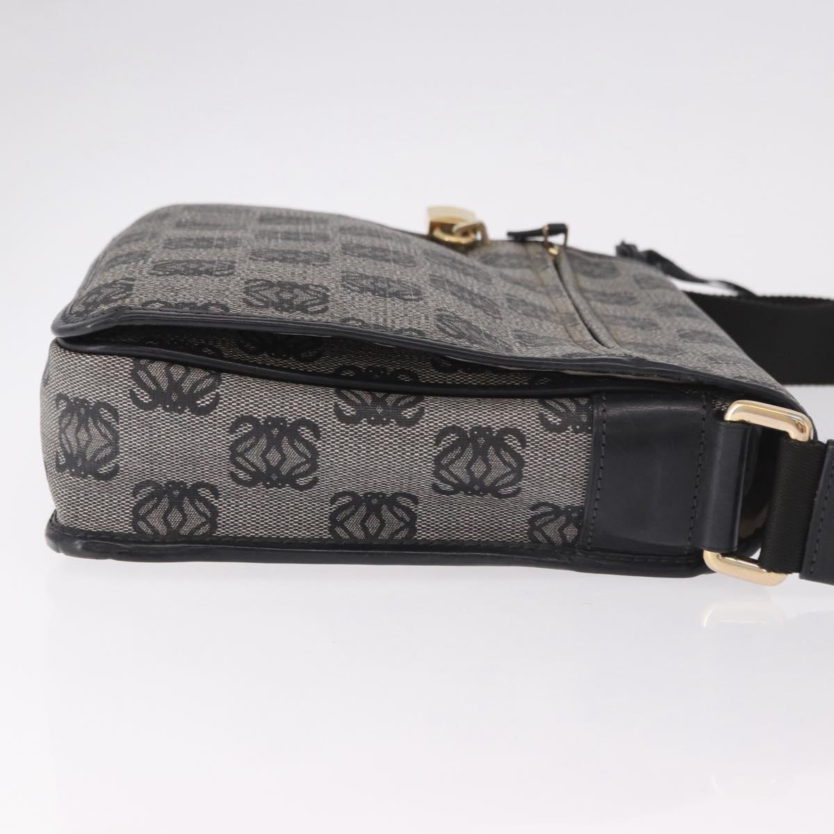 LOEWE Anagram Shoulder Bag PVC Gray Gold Auth bs35936