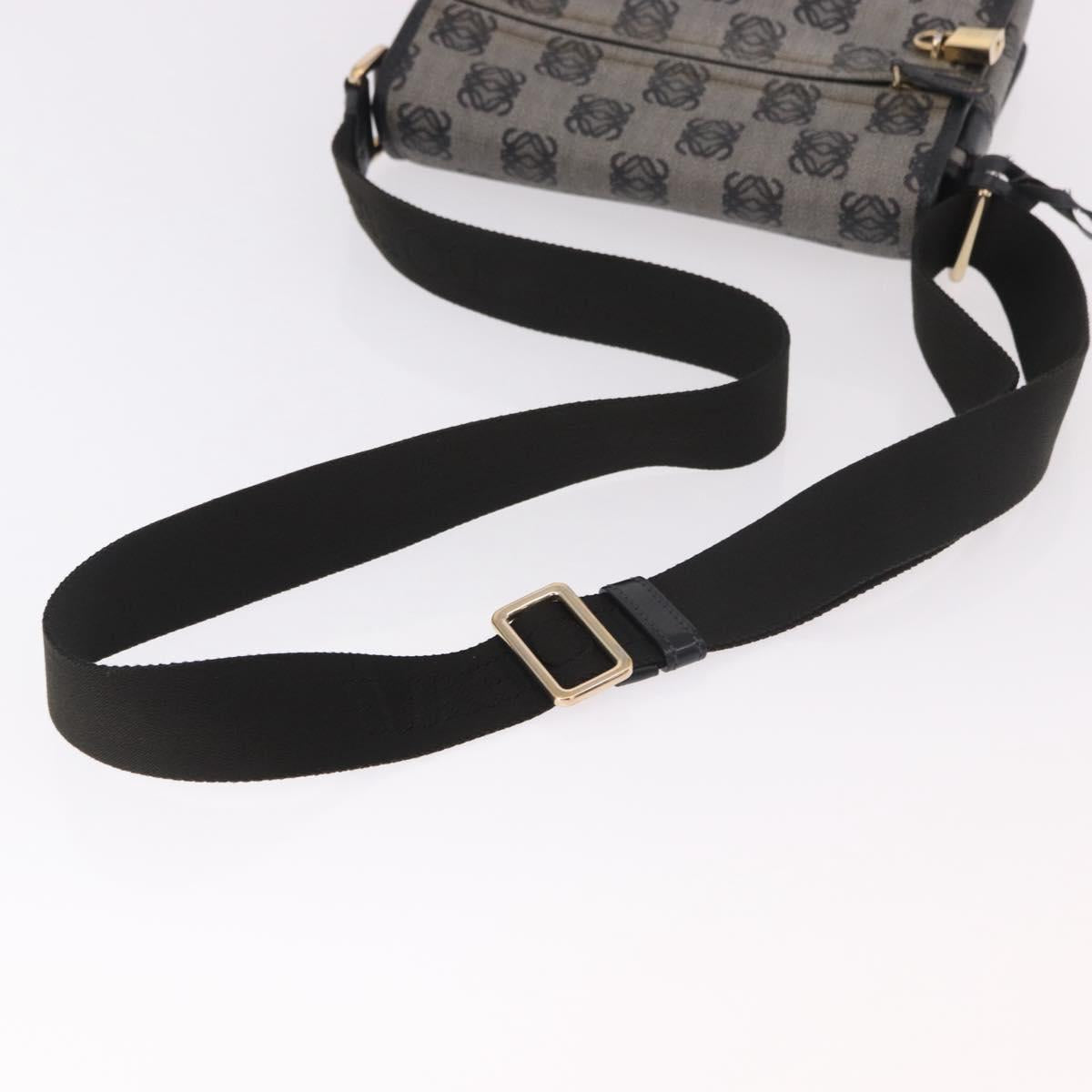 LOEWE Anagram Shoulder Bag PVC Gray Gold Auth bs35936