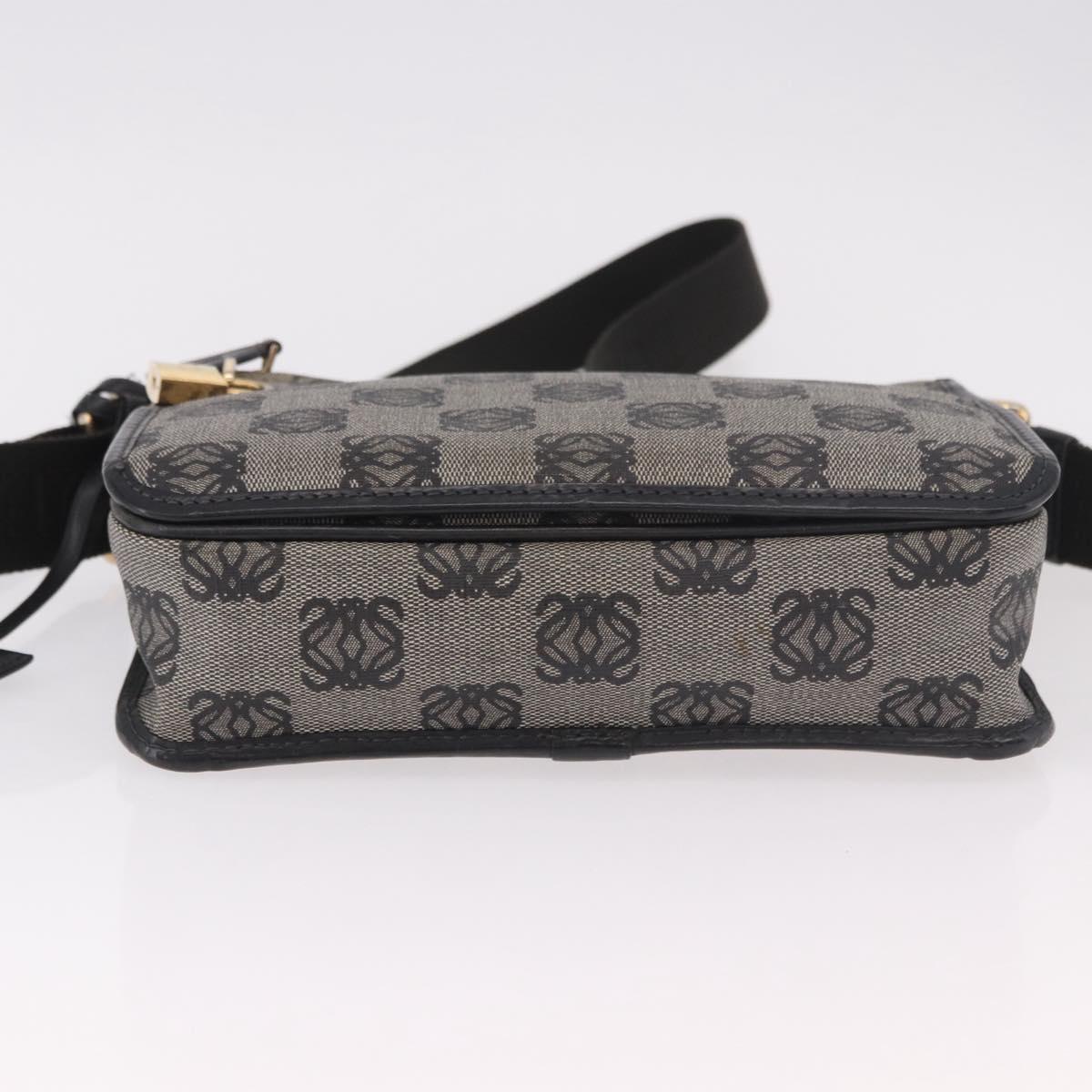 LOEWE Anagram Shoulder Bag PVC Gray Gold Auth bs35936
