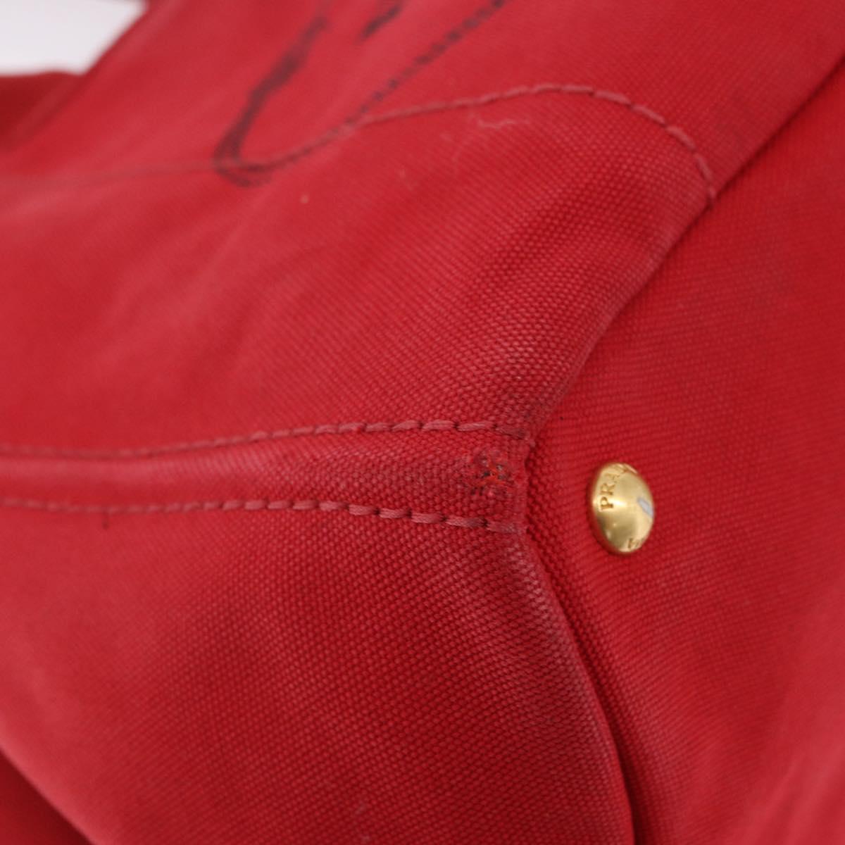 PRADA Canapa MM Hand Bag Canvas Red Auth bs35937