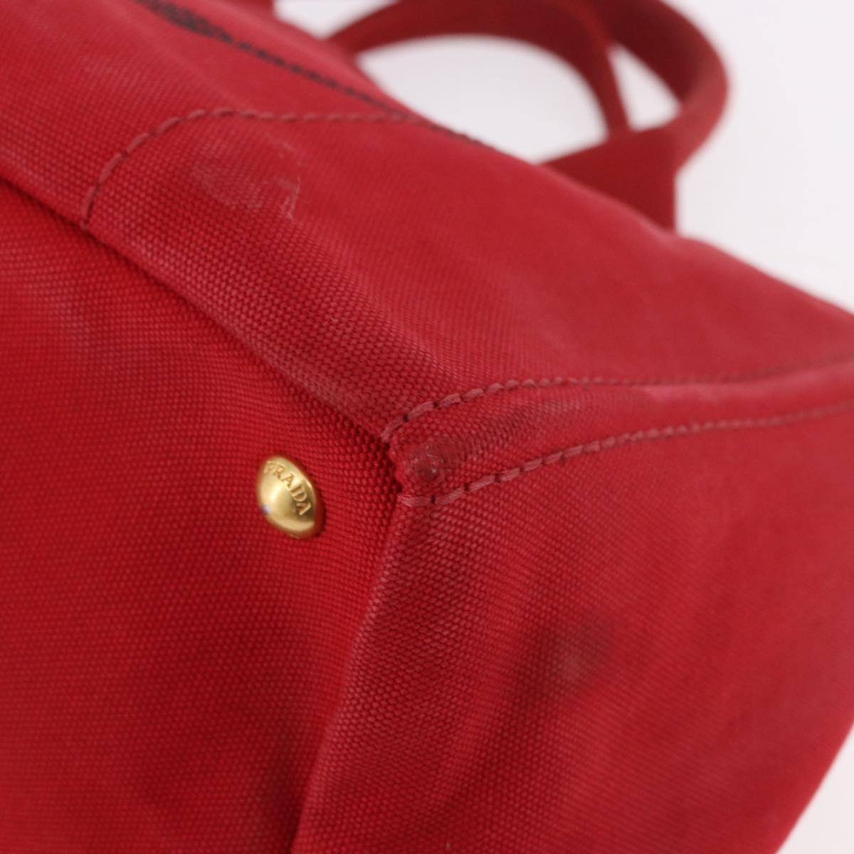PRADA Canapa MM Hand Bag Canvas Red Auth bs35937