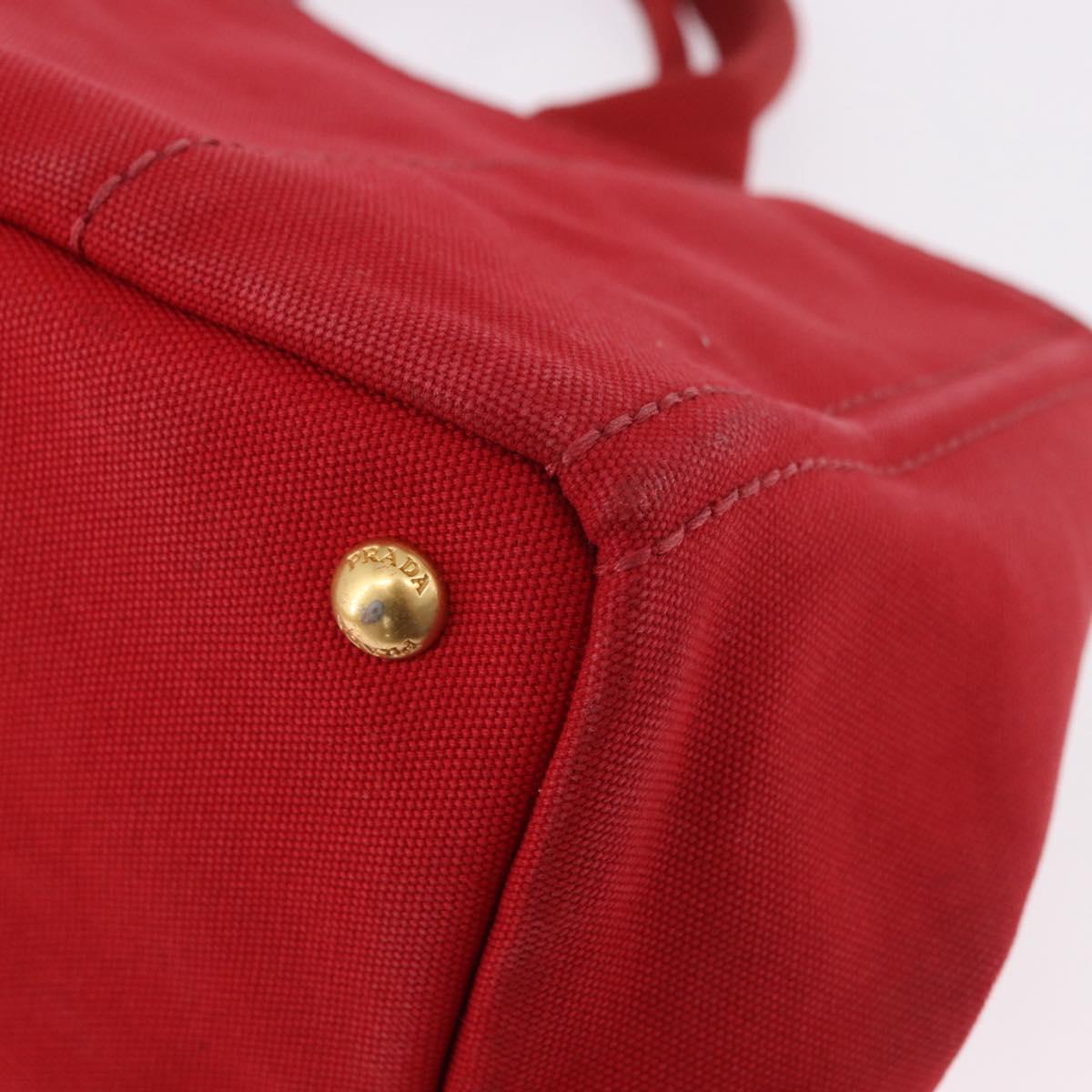 PRADA Canapa MM Hand Bag Canvas Red Auth bs35937