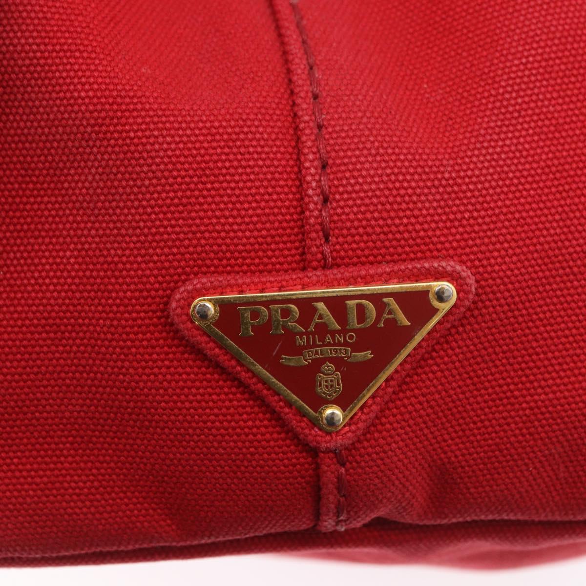 PRADA Canapa MM Hand Bag Canvas Red Auth bs35937