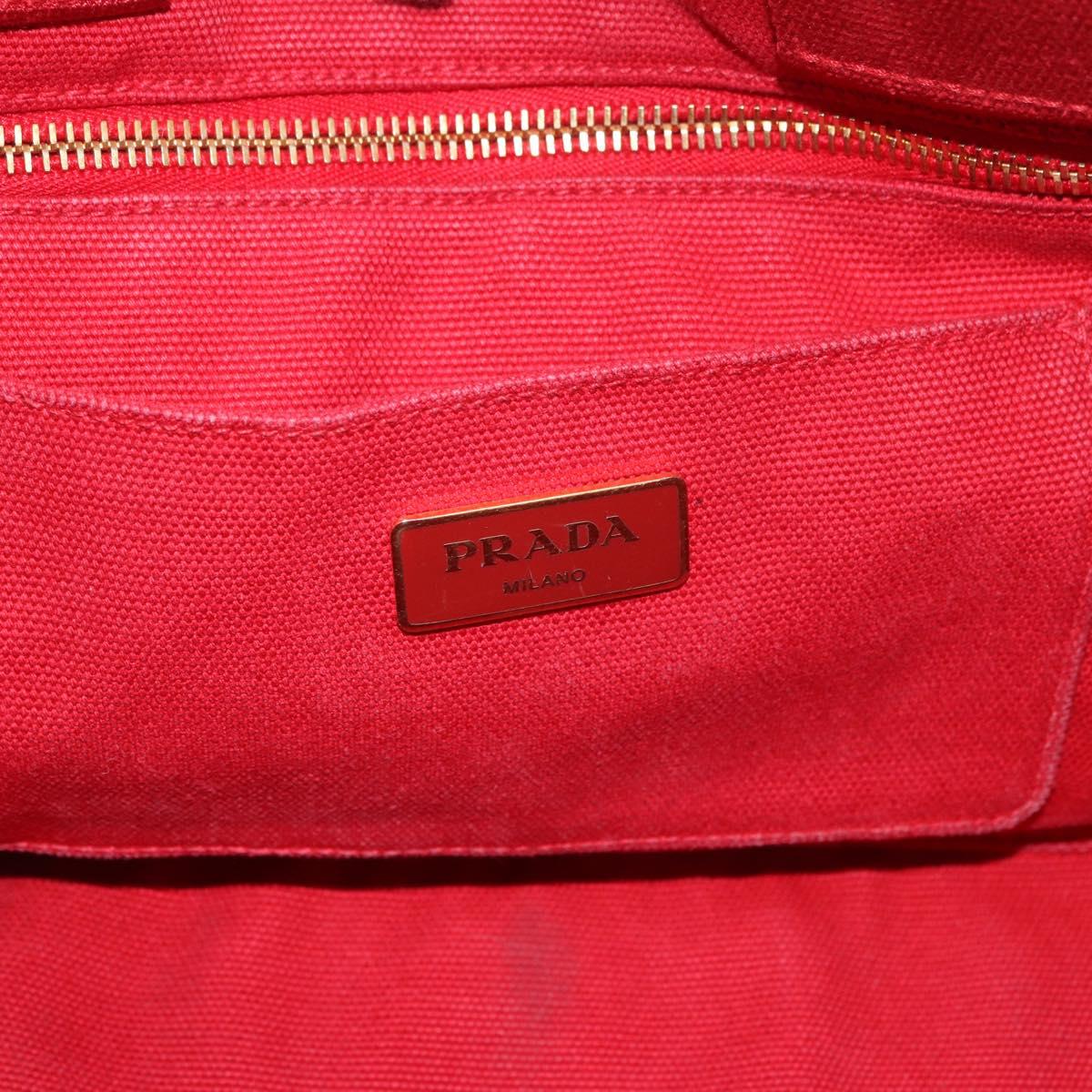 PRADA Canapa MM Hand Bag Canvas Red Auth bs35937