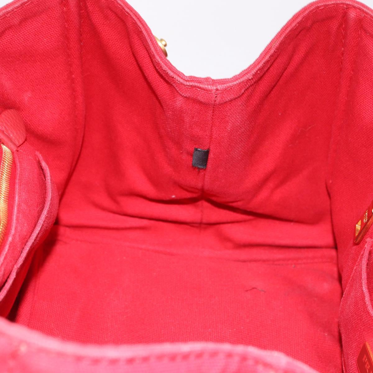 PRADA Canapa MM Hand Bag Canvas Red Auth bs35937
