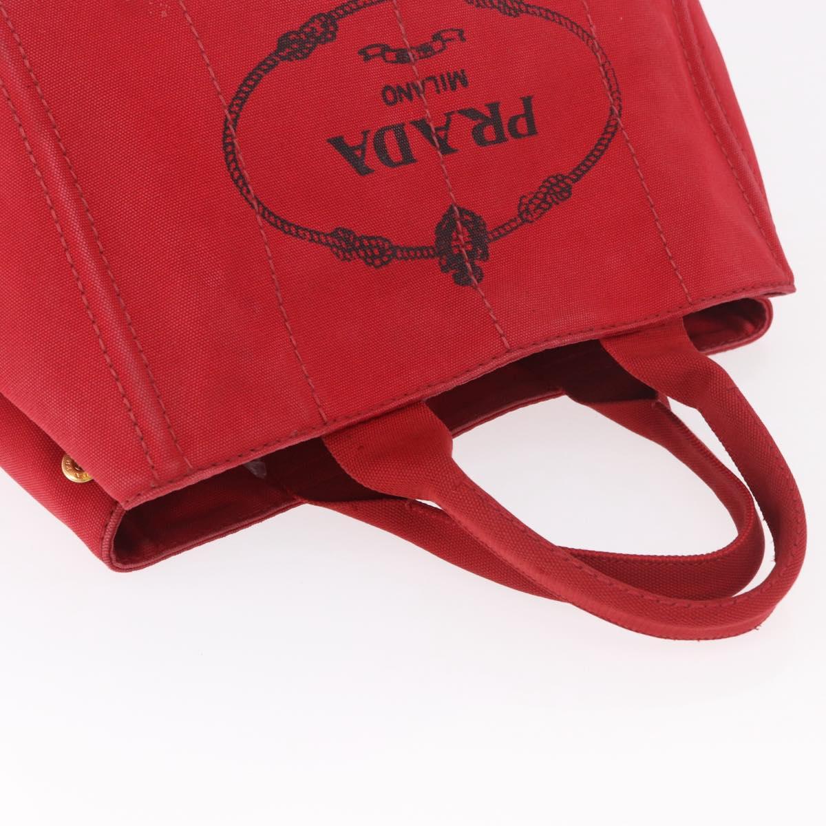 PRADA Canapa MM Hand Bag Canvas Red Auth bs35937