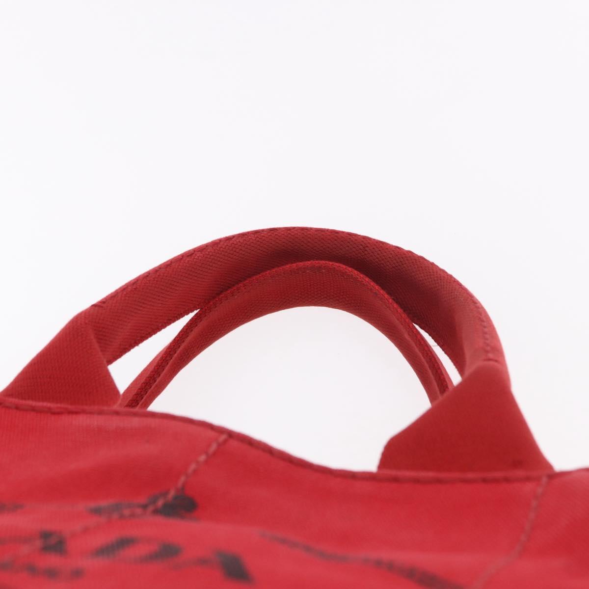 PRADA Canapa MM Hand Bag Canvas Red Auth bs35937