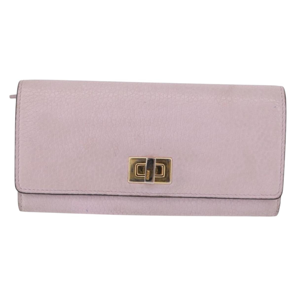 FENDI Long Wallet Leather Purple Gold 8M0427 Auth bs35938