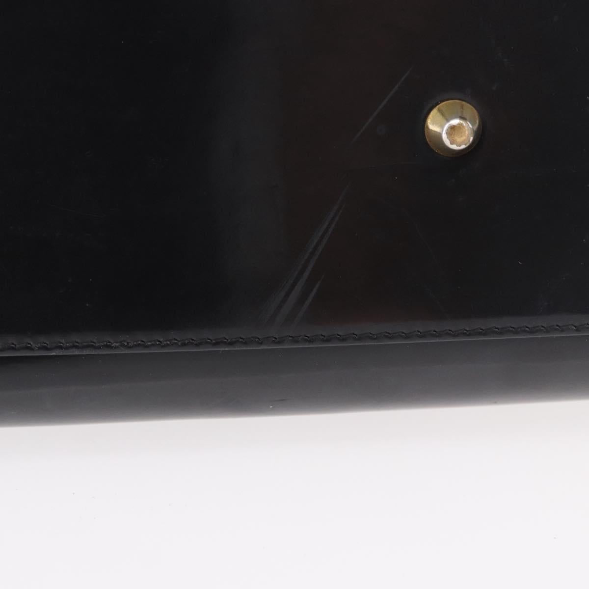 Christian Dior Hand Bag Patent Black Gold Auth bs35940