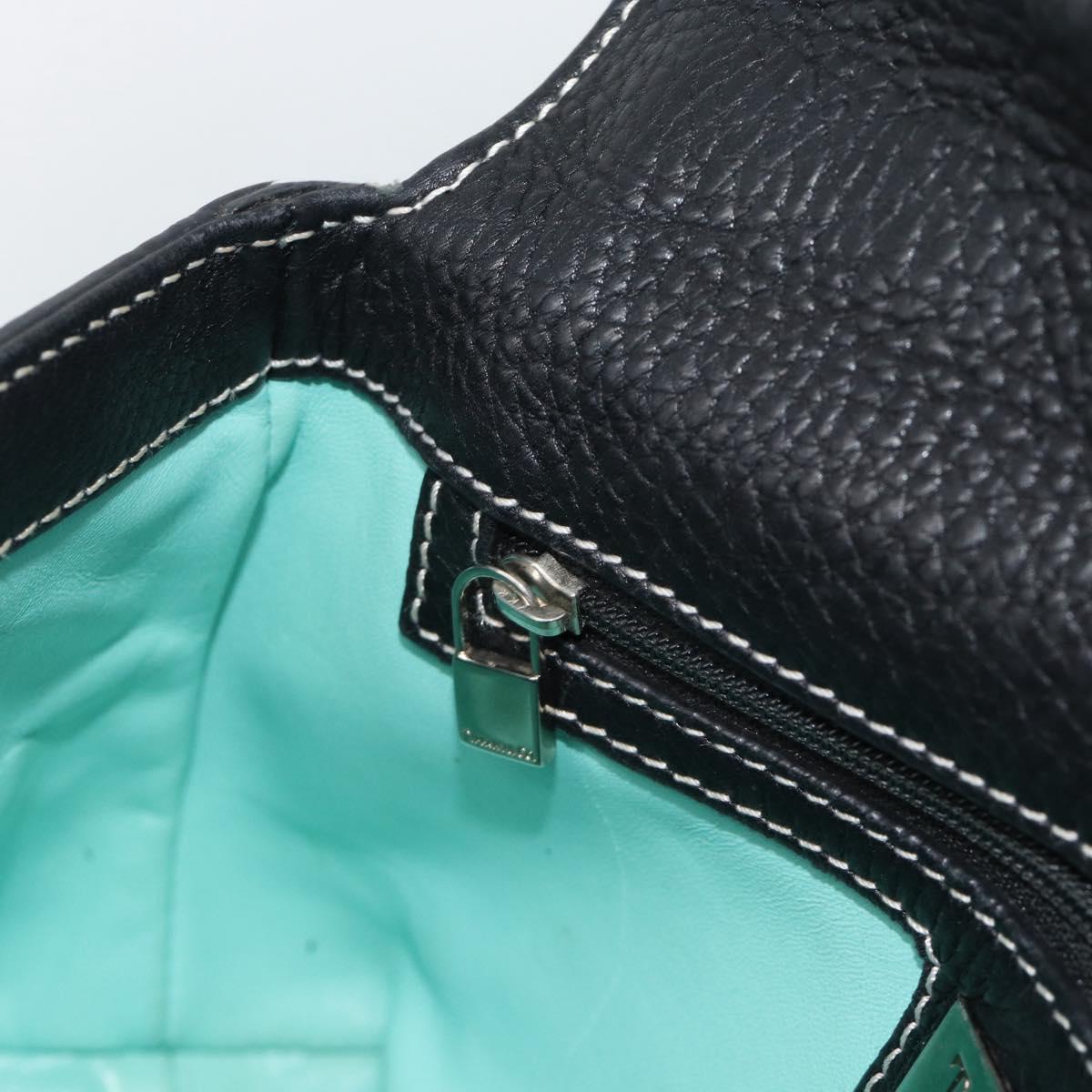 TIFFANY&Co. Shoulder Bag Leather Black Silver Auth bs35941