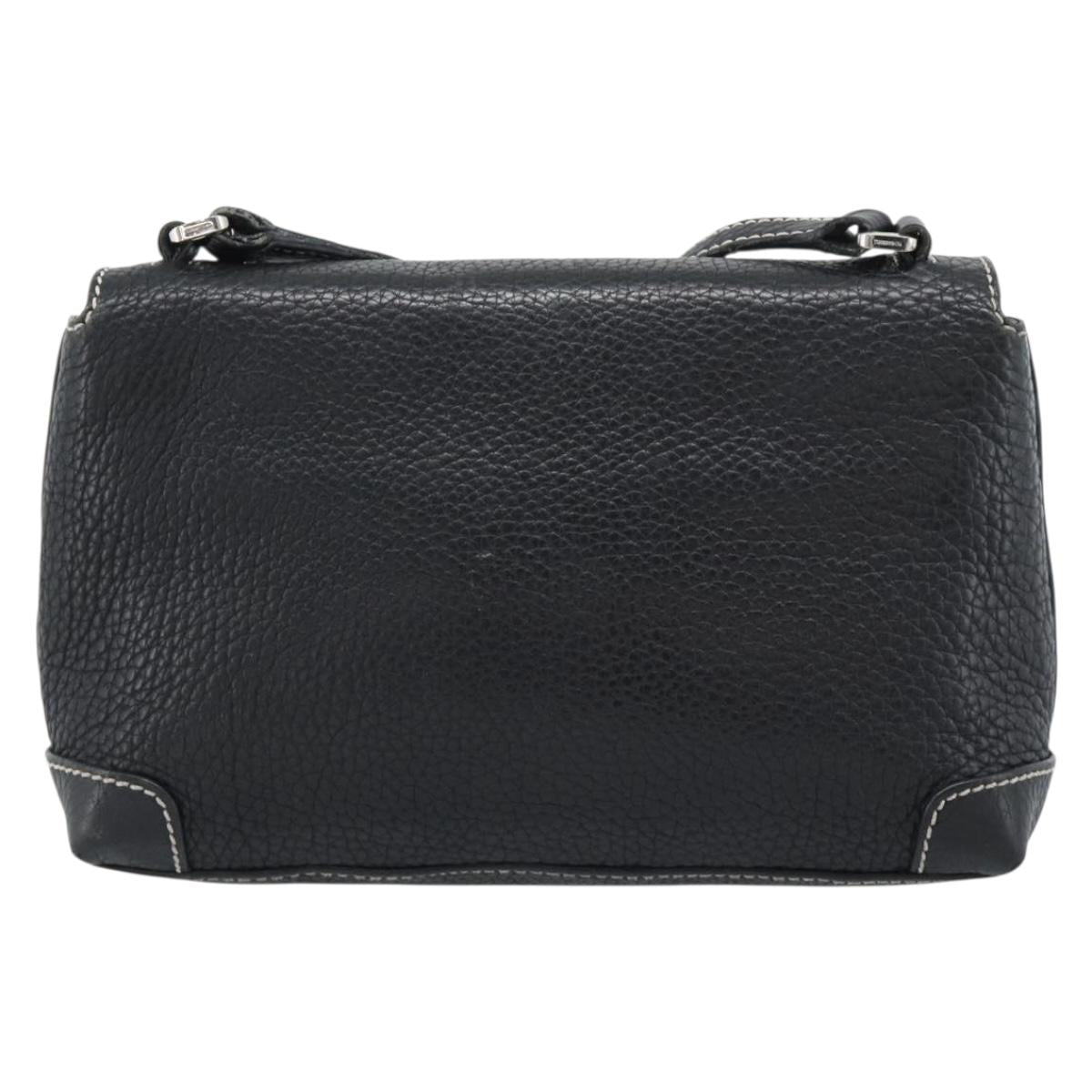 TIFFANY&Co. Shoulder Bag Leather Black Silver Auth bs35941