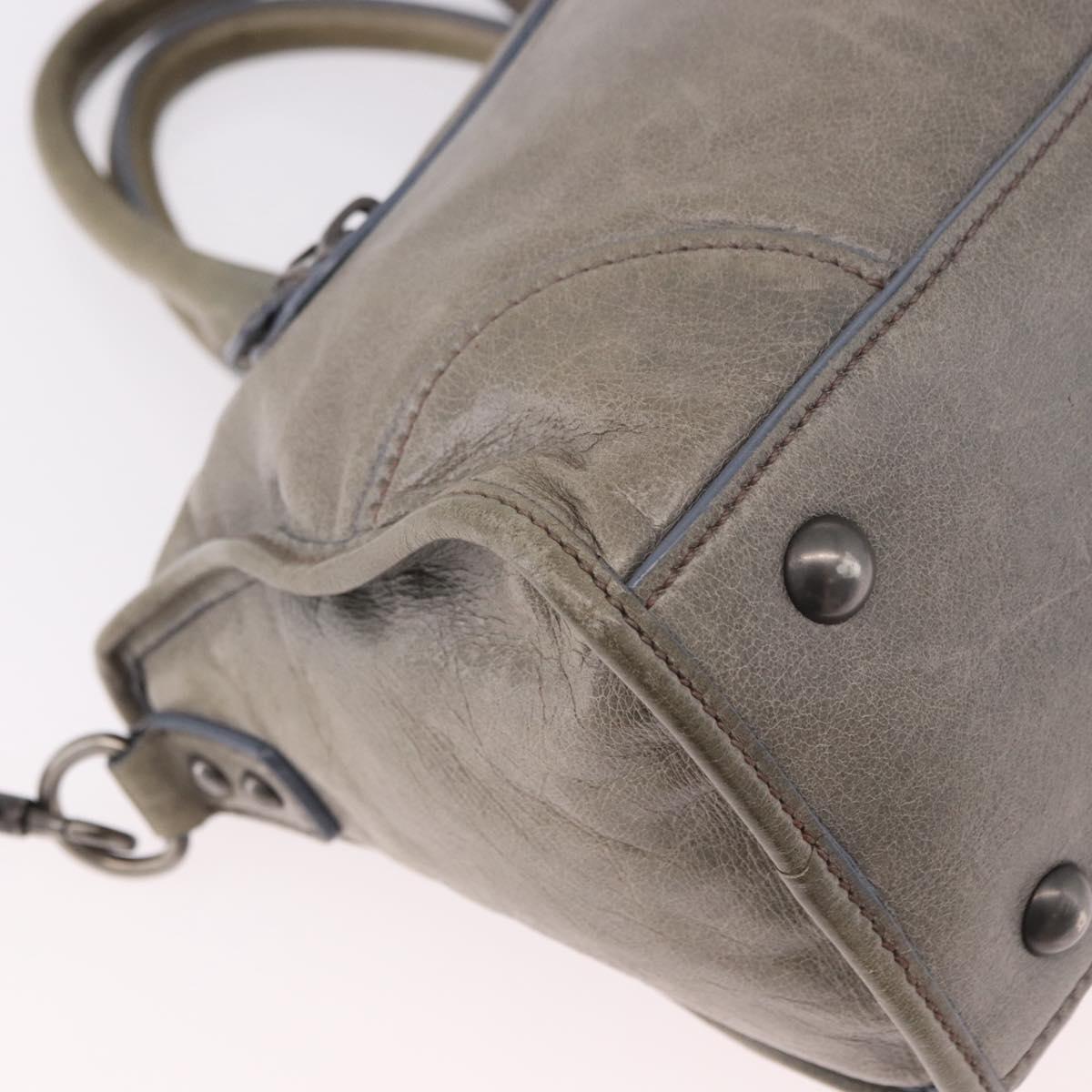 Miu Miu Hand Bag Leather 2way Gray Auth bs35942M
