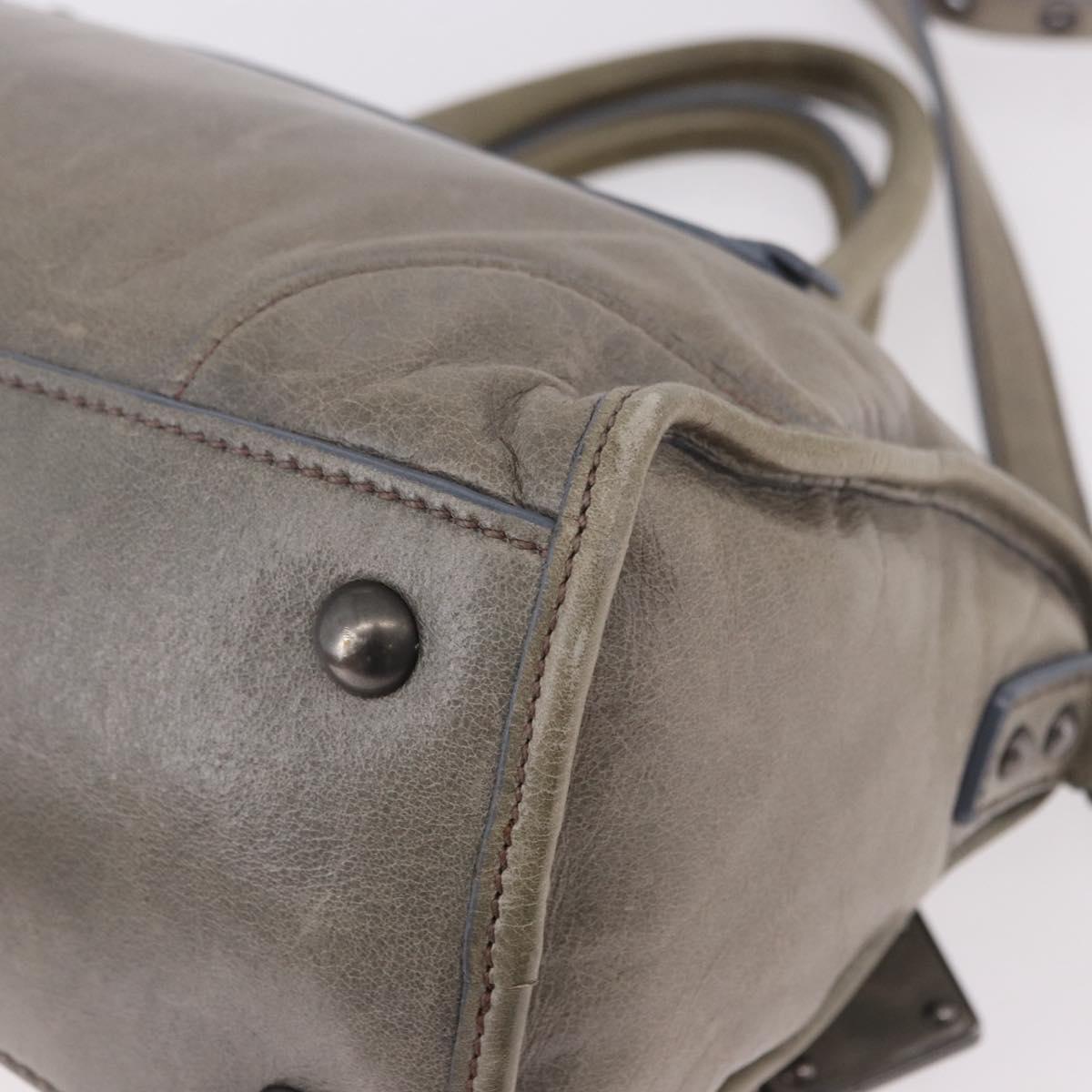 Miu Miu Hand Bag Leather 2way Gray Auth bs35942M