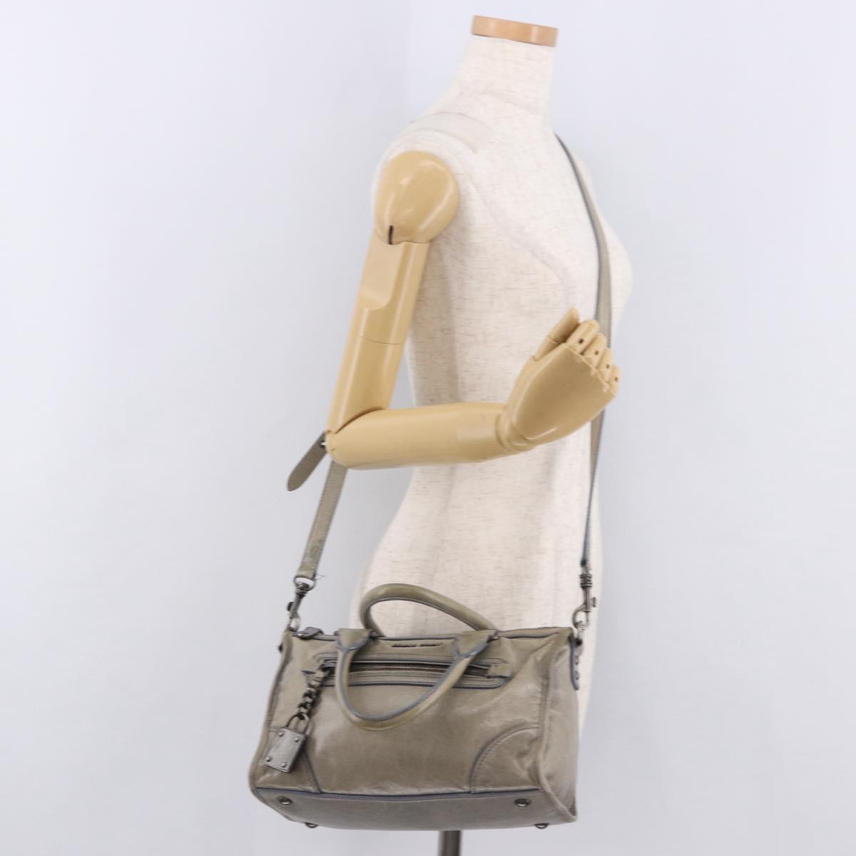 Miu Miu Hand Bag Leather 2way Gray Auth bs35942M