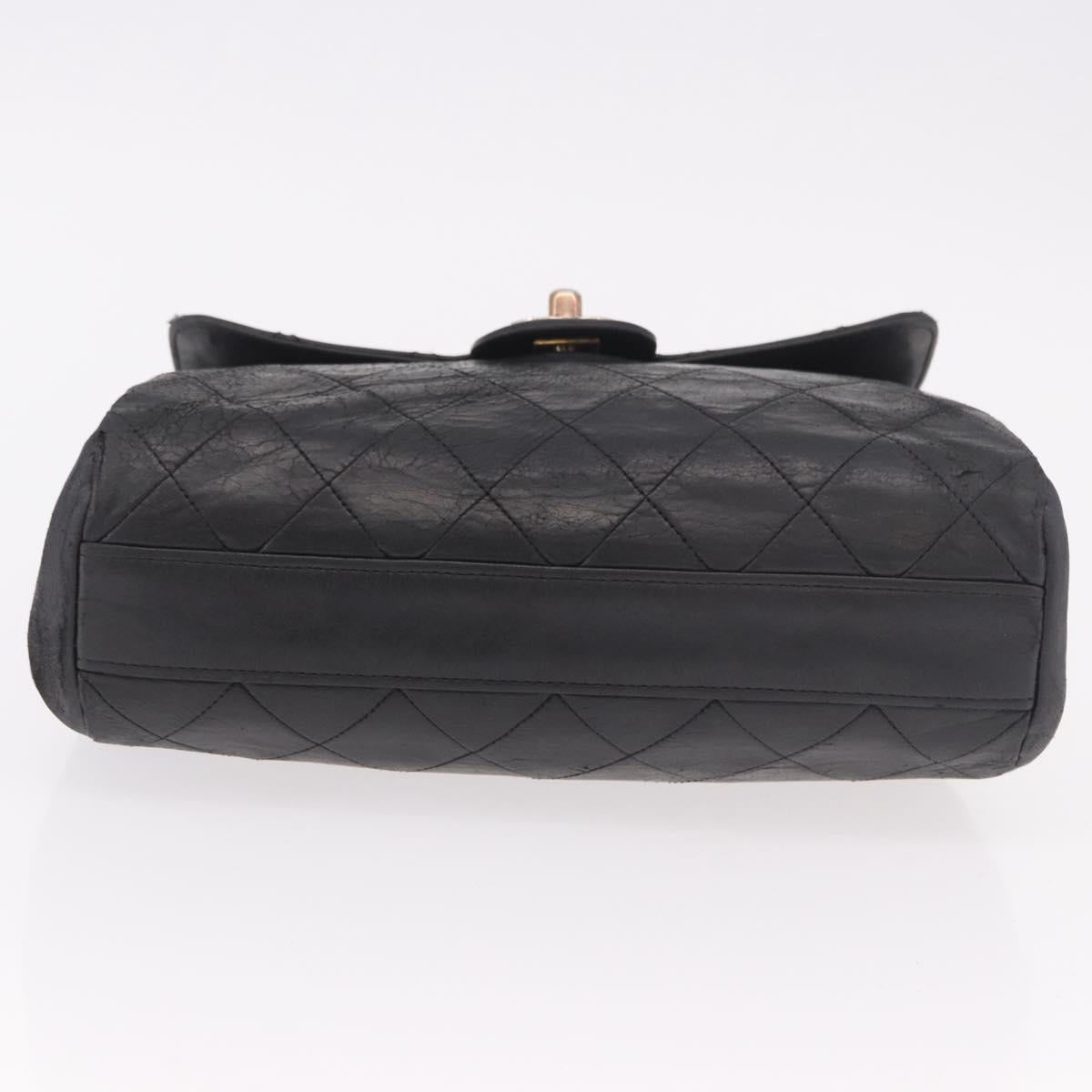 CHANEL Matelasse Chain Shoulder Bag Leather Black Gold CC Auth bs35943
