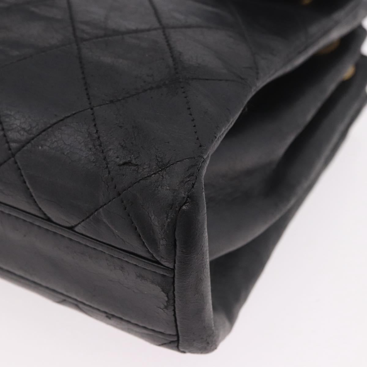 CHANEL Matelasse Chain Shoulder Bag Leather Black Gold CC Auth bs35943