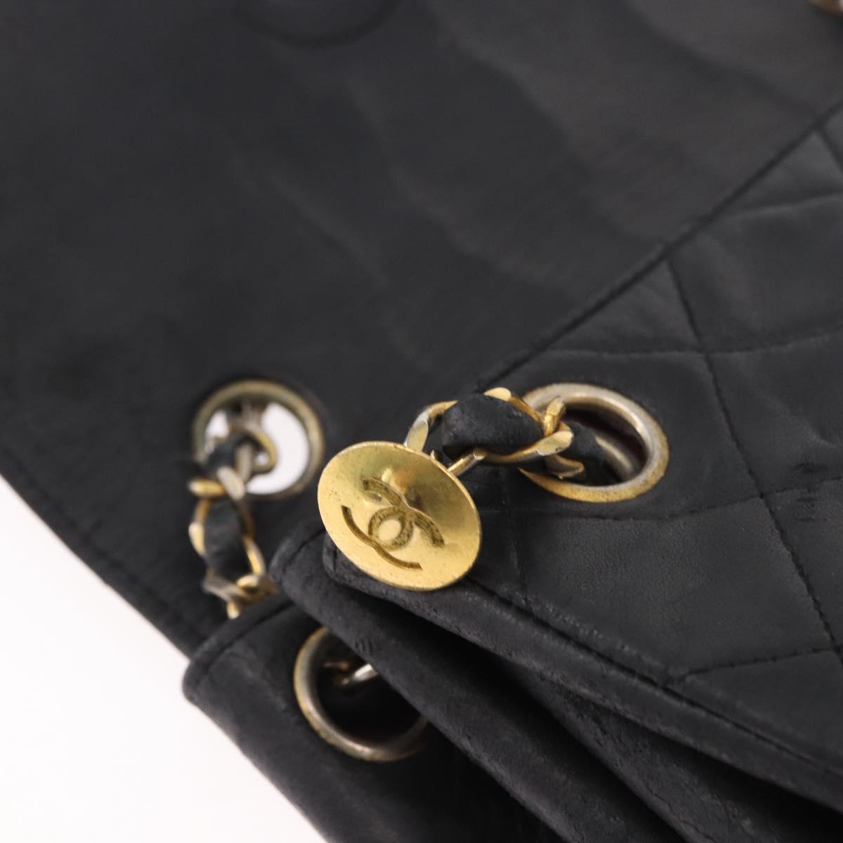 CHANEL Matelasse Chain Shoulder Bag Leather Black Gold CC Auth bs35943