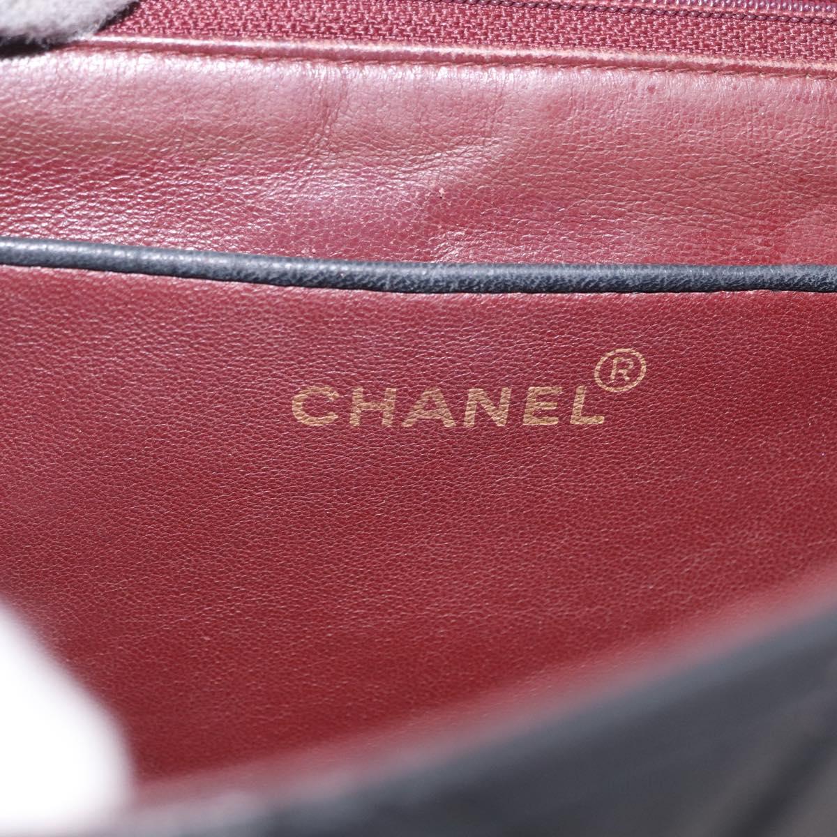 CHANEL Matelasse Chain Shoulder Bag Leather Black Gold CC Auth bs35943