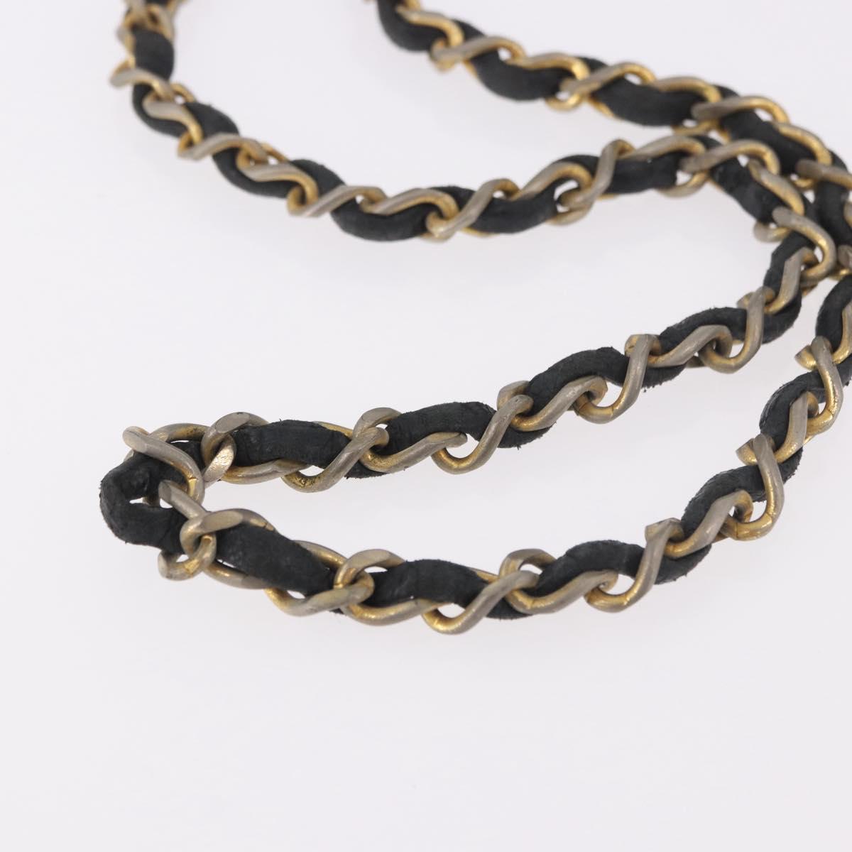 CHANEL Matelasse Chain Shoulder Bag Leather Black Gold CC Auth bs35943