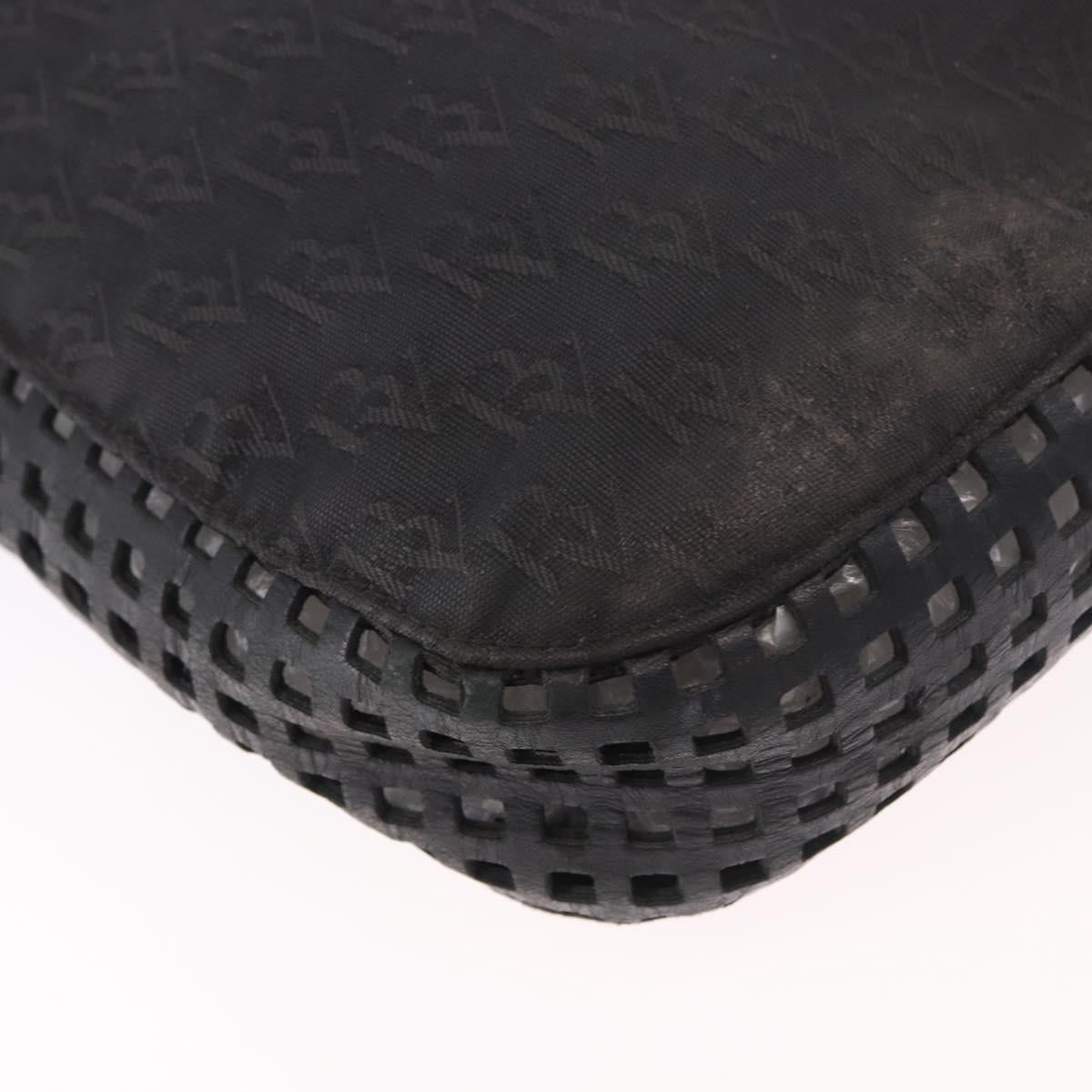 BOTTEGA VENETA Shoulder Bag Canvas Black Gold Auth bs35947