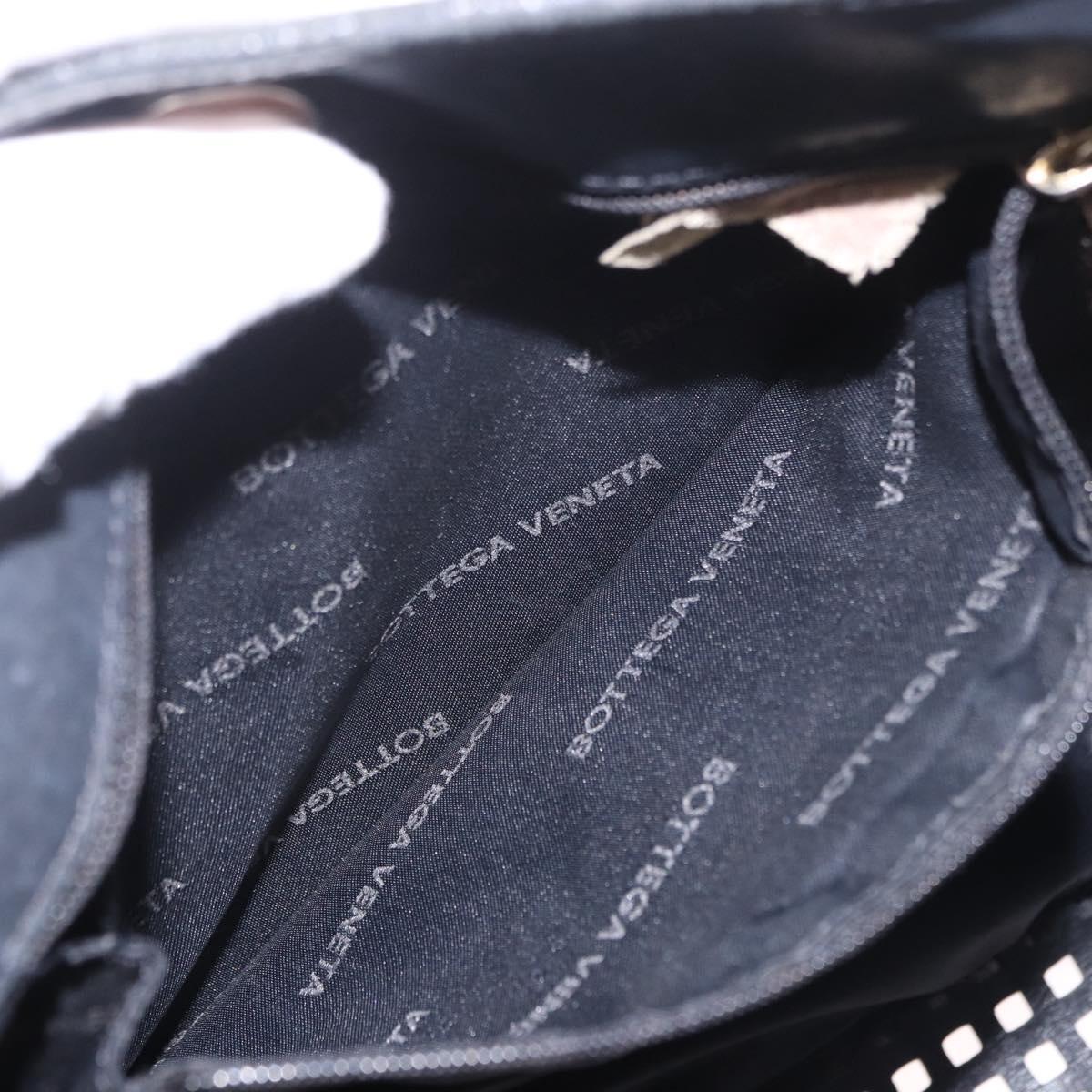 BOTTEGA VENETA Shoulder Bag Canvas Black Gold Auth bs35947