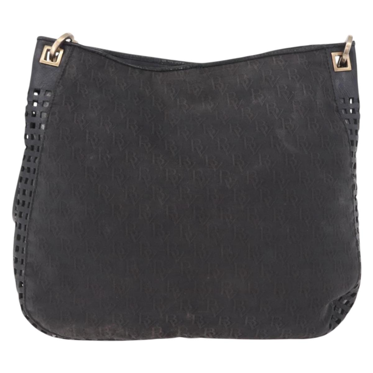 BOTTEGA VENETA Shoulder Bag Canvas Black Gold Auth bs35947