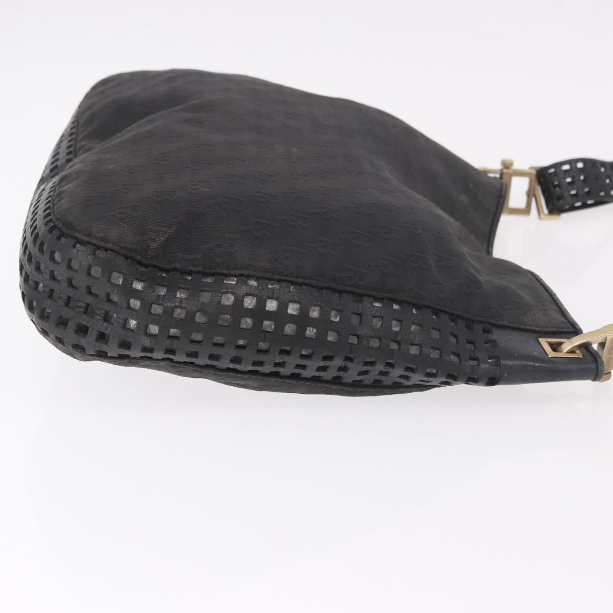BOTTEGA VENETA Shoulder Bag Canvas Black Gold Auth bs35947