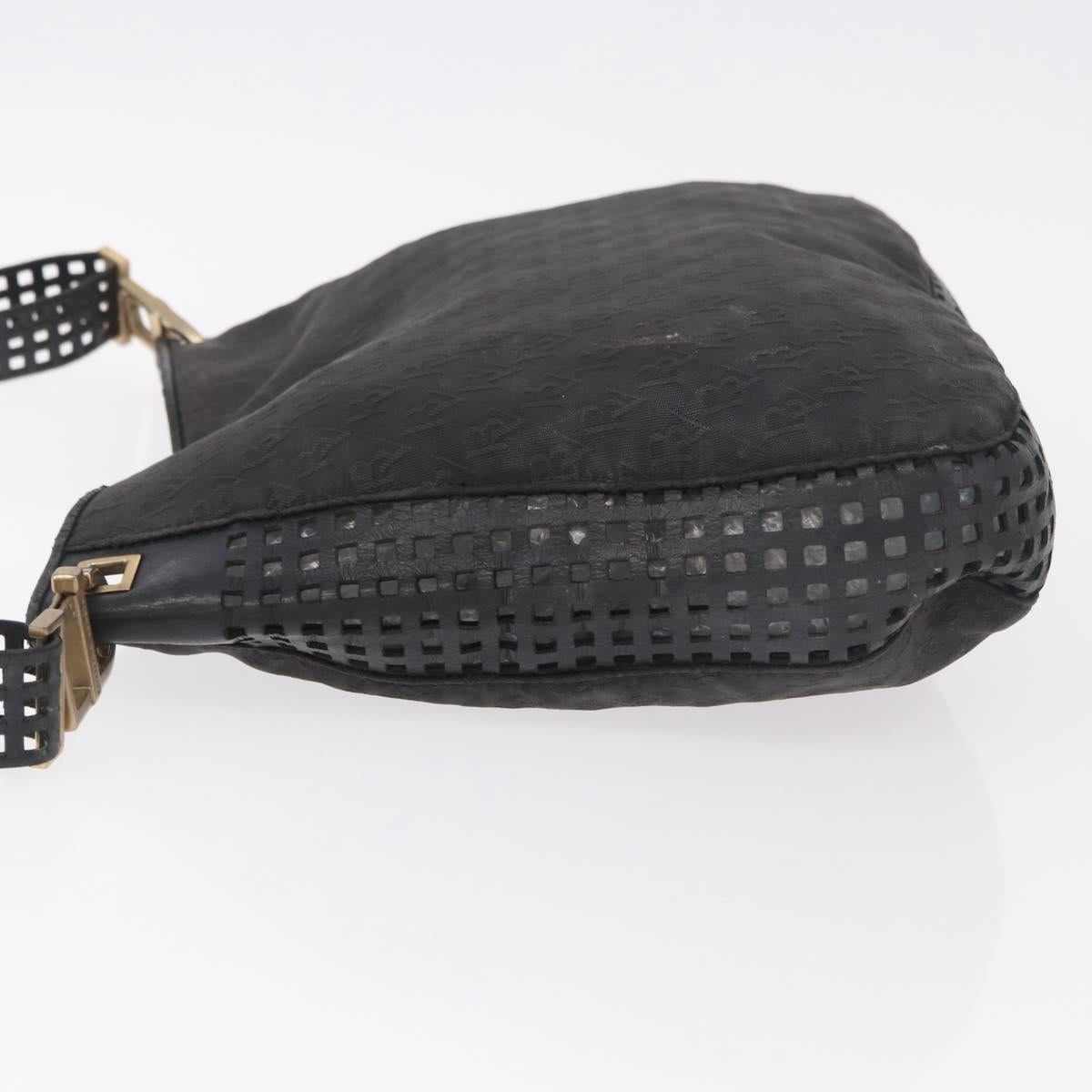 BOTTEGA VENETA Shoulder Bag Canvas Black Gold Auth bs35947