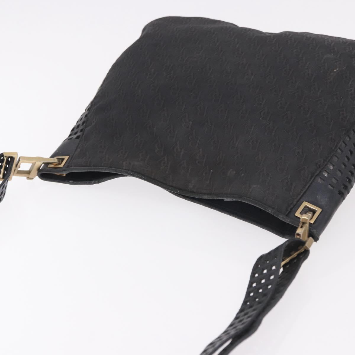 BOTTEGA VENETA Shoulder Bag Canvas Black Gold Auth bs35947