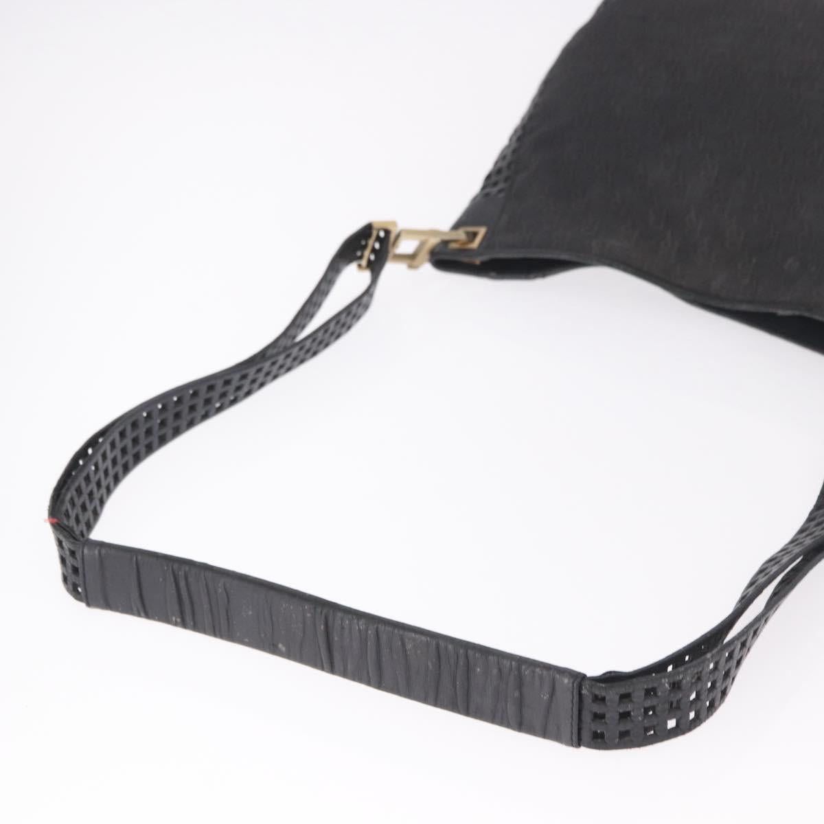 BOTTEGA VENETA Shoulder Bag Canvas Black Gold Auth bs35947