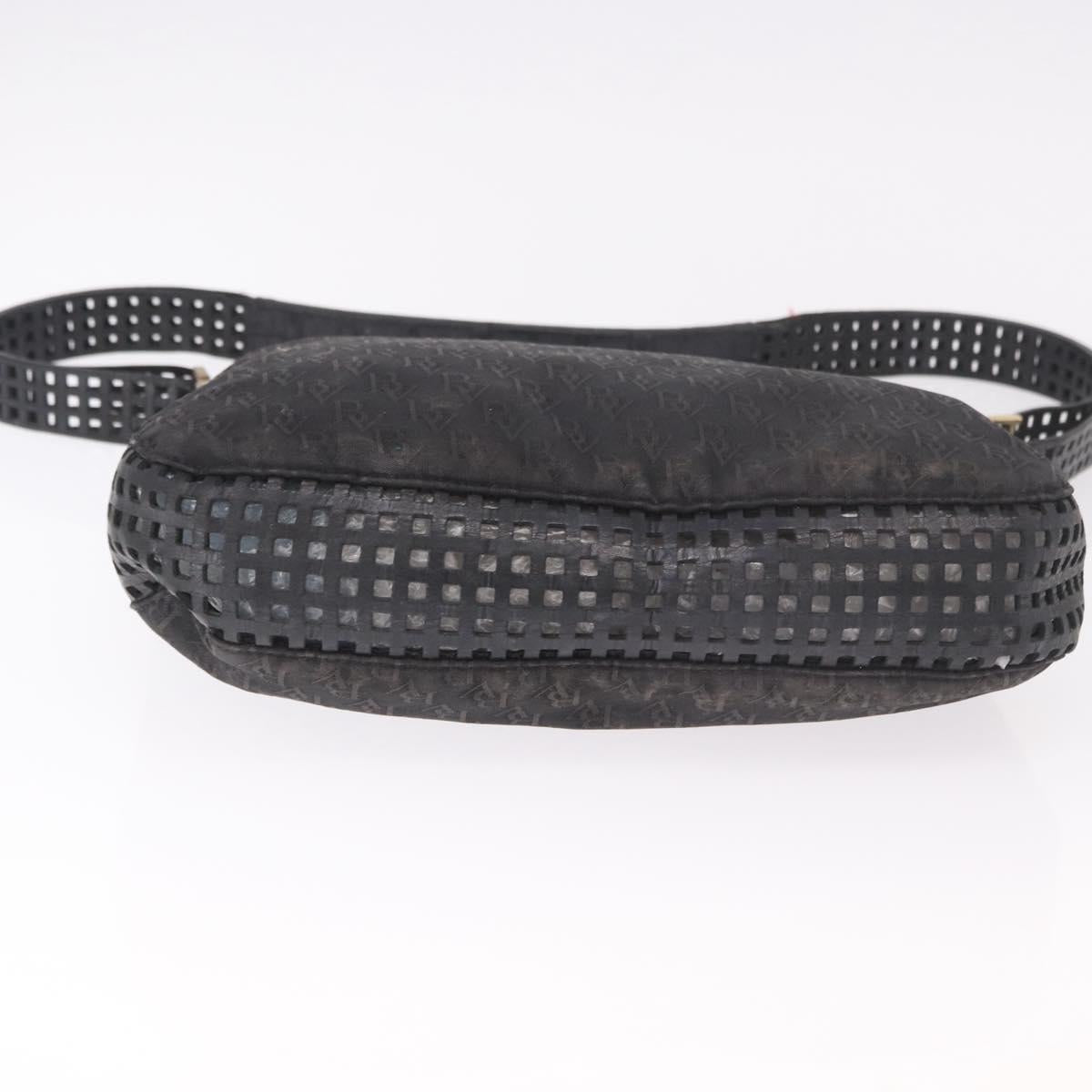 BOTTEGA VENETA Shoulder Bag Canvas Black Gold Auth bs35947