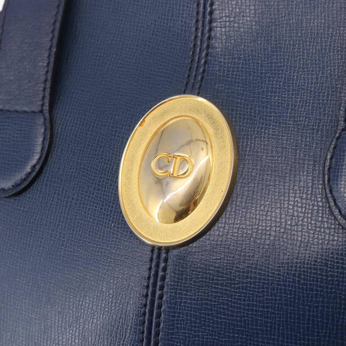 Christian Dior Shoulder Bag Leather Blue Gold Auth bs35948