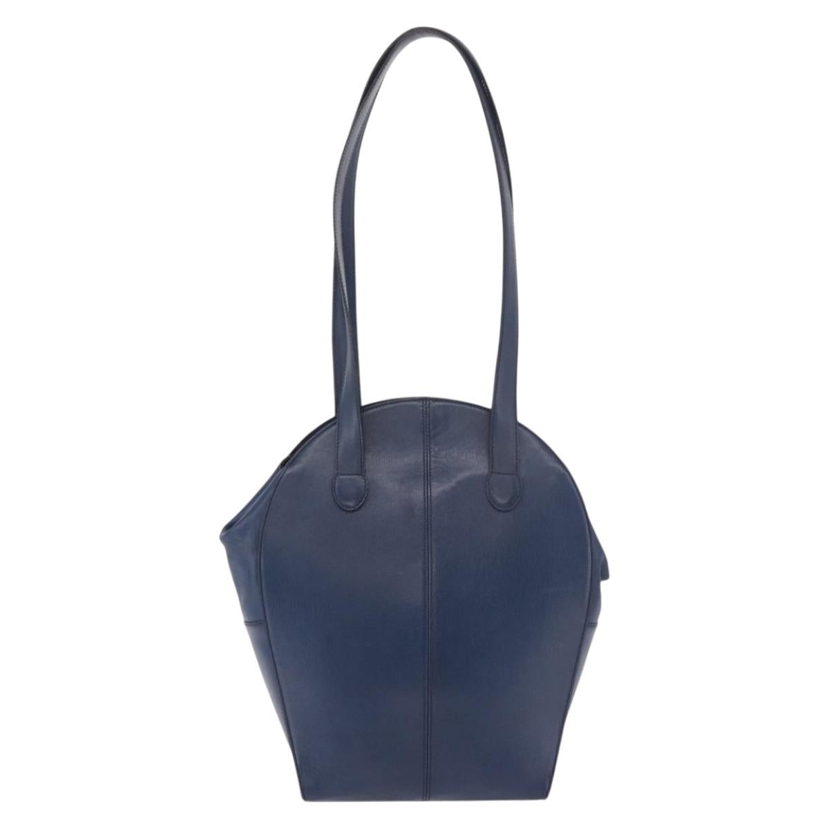 Christian Dior Shoulder Bag Leather Blue Gold Auth bs35948