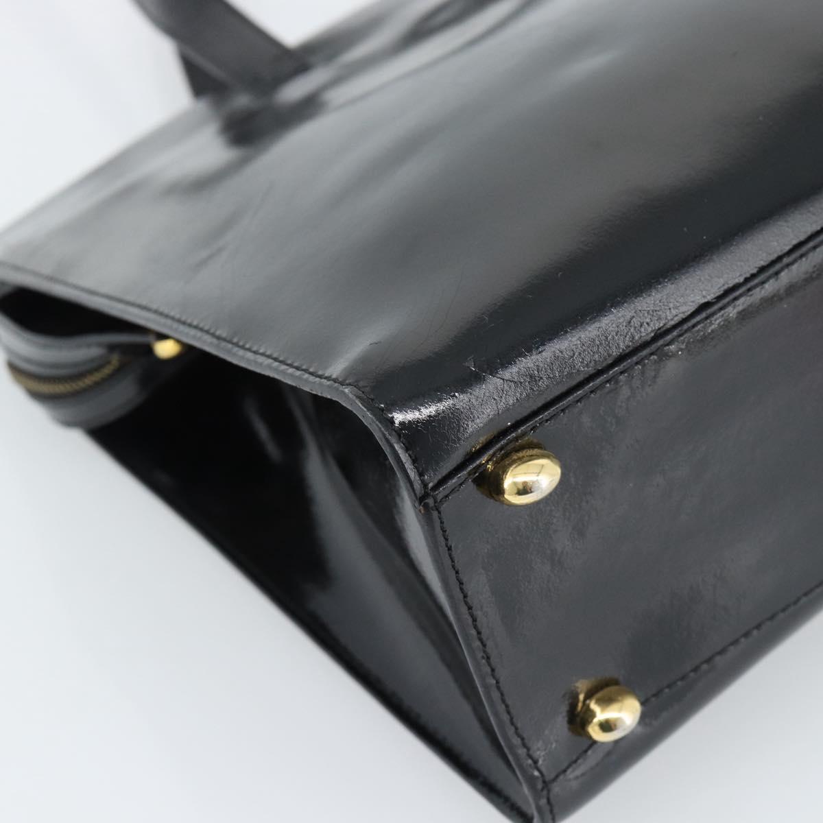 CELINE Tote Bag Patent Black Gold Auth bs35949