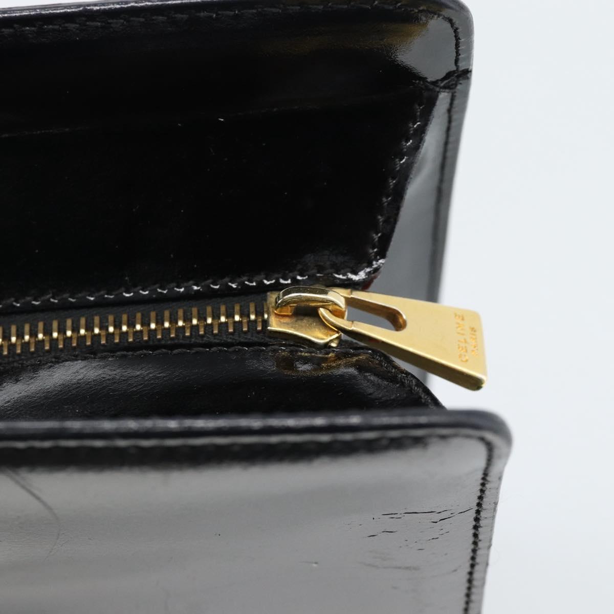 CELINE Tote Bag Patent Black Gold Auth bs35949
