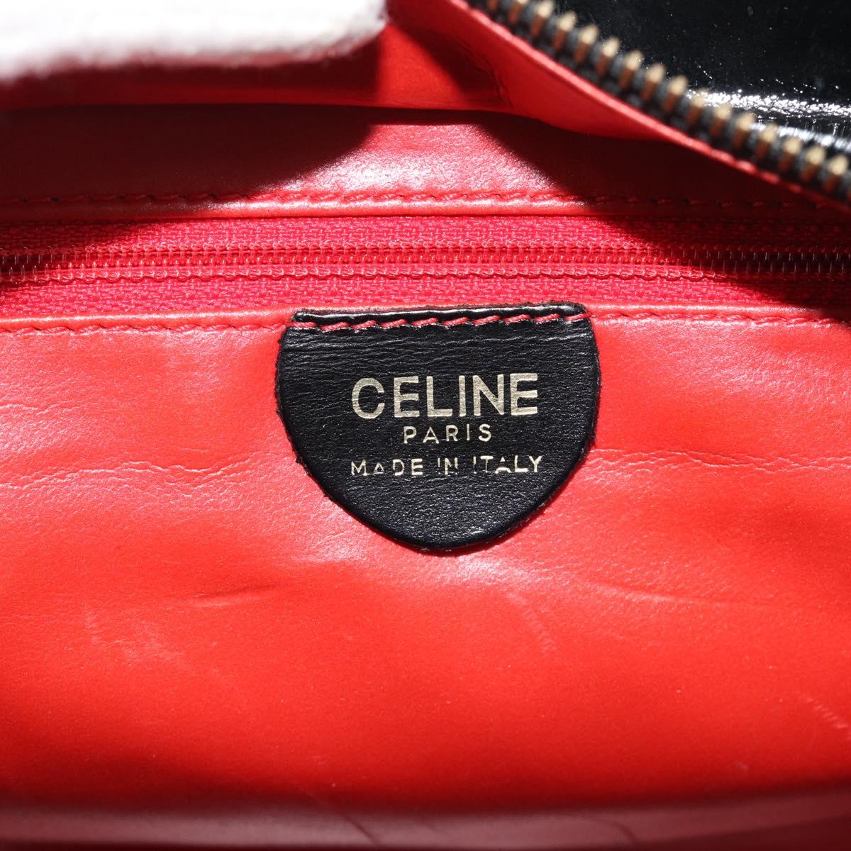 CELINE Tote Bag Patent Black Gold Auth bs35949