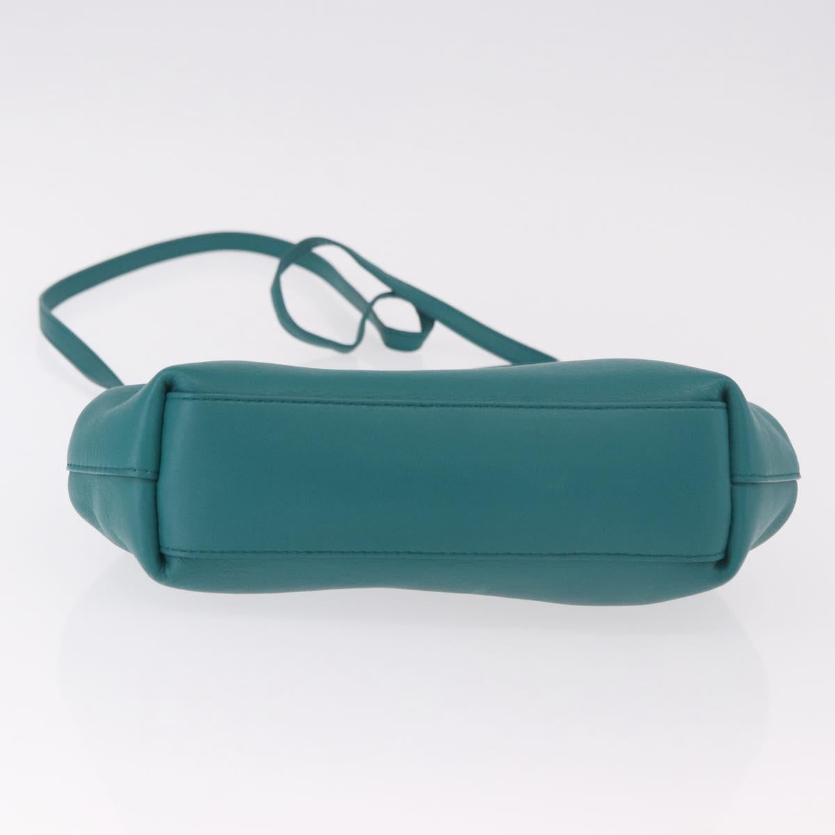 BOTTEGAVENETA Triangle Point Small Bag Leather 2way Turquoise Blue Auth bs35952V