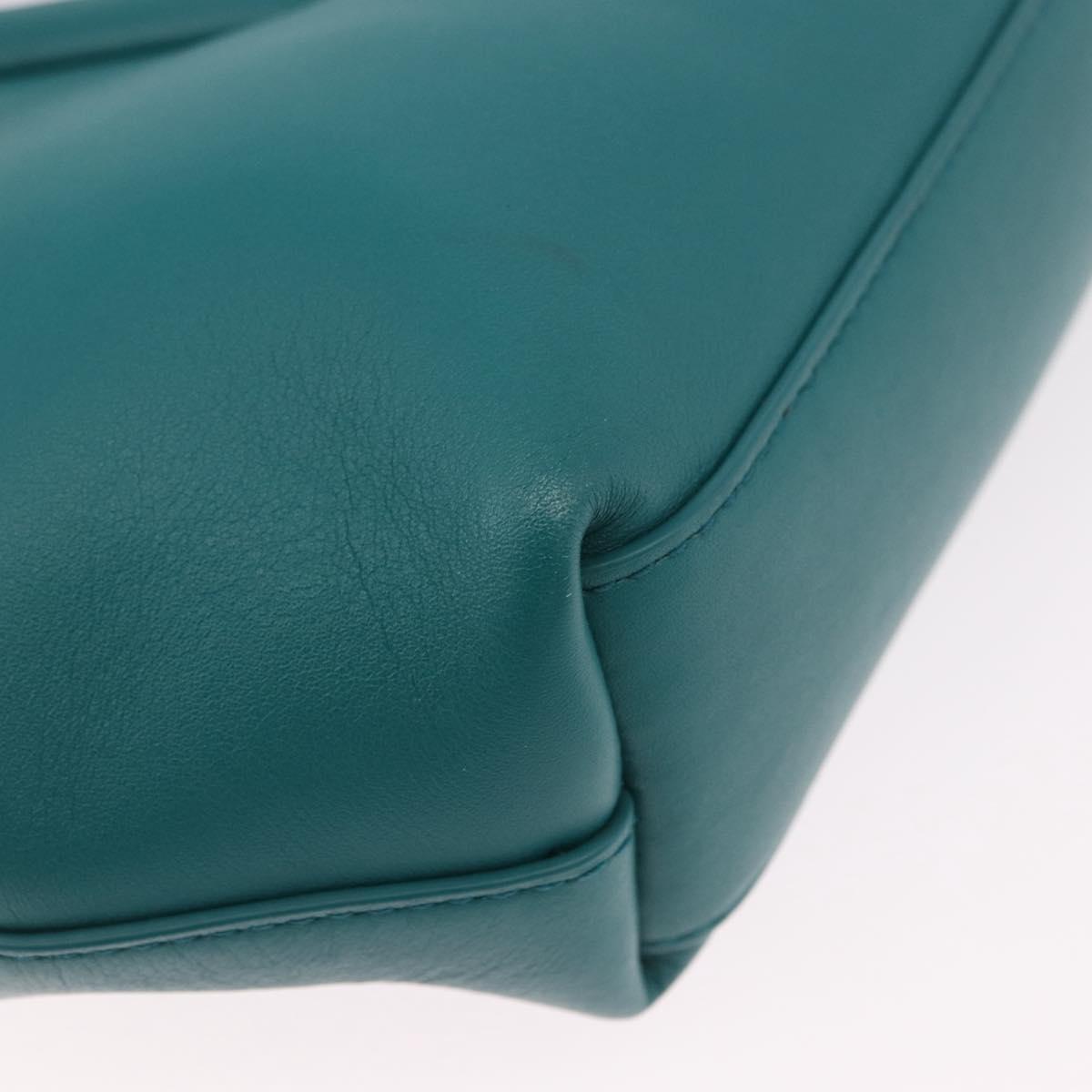 BOTTEGAVENETA Triangle Point Small Bag Leather 2way Turquoise Blue Auth bs35952V