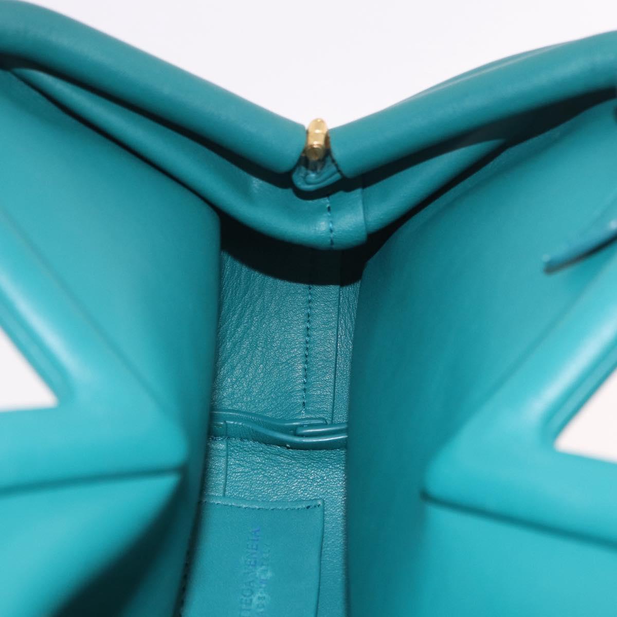 BOTTEGAVENETA Triangle Point Small Bag Leather 2way Turquoise Blue Auth bs35952V