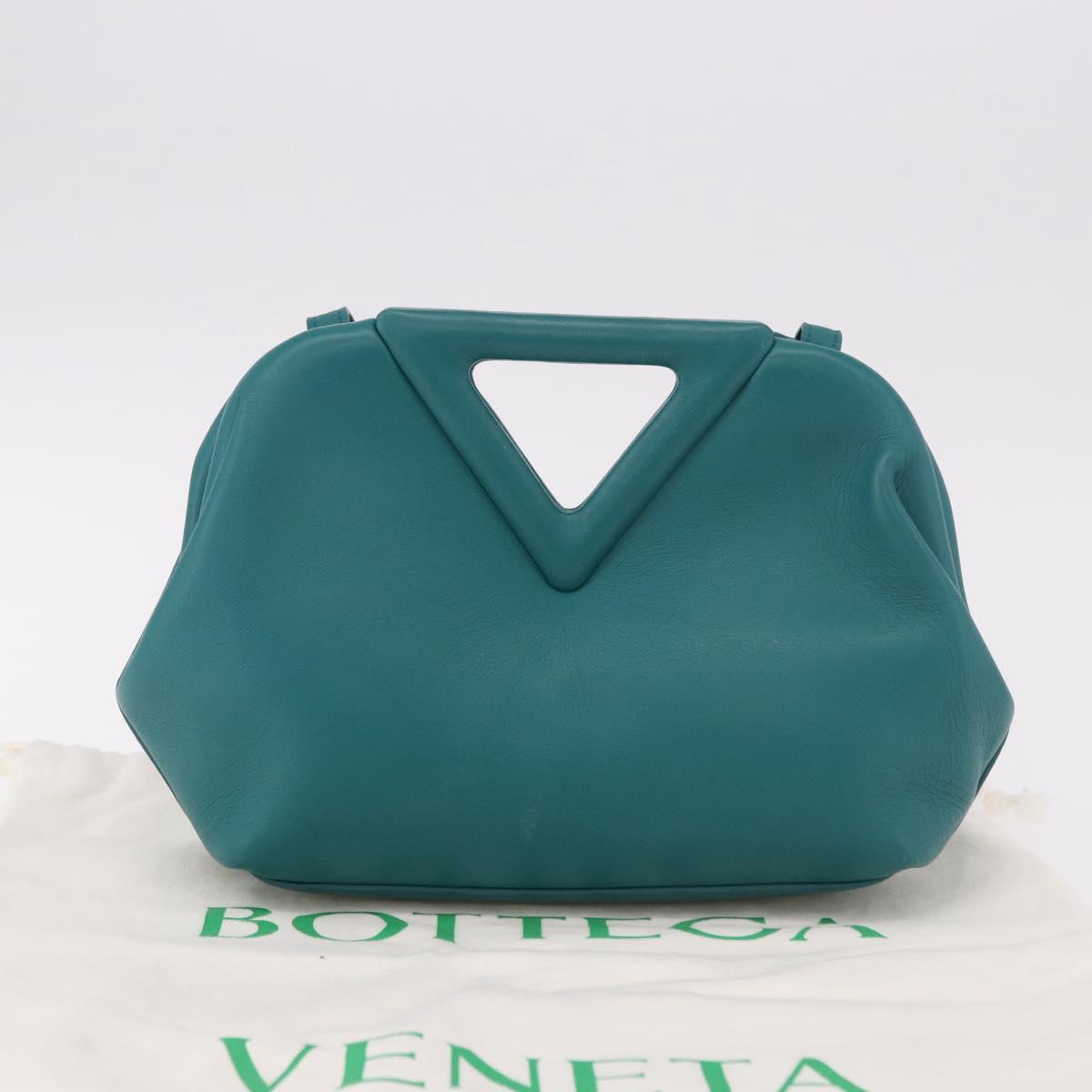 BOTTEGAVENETA Triangle Point Small Bag Leather 2way Turquoise Blue Auth bs35952V