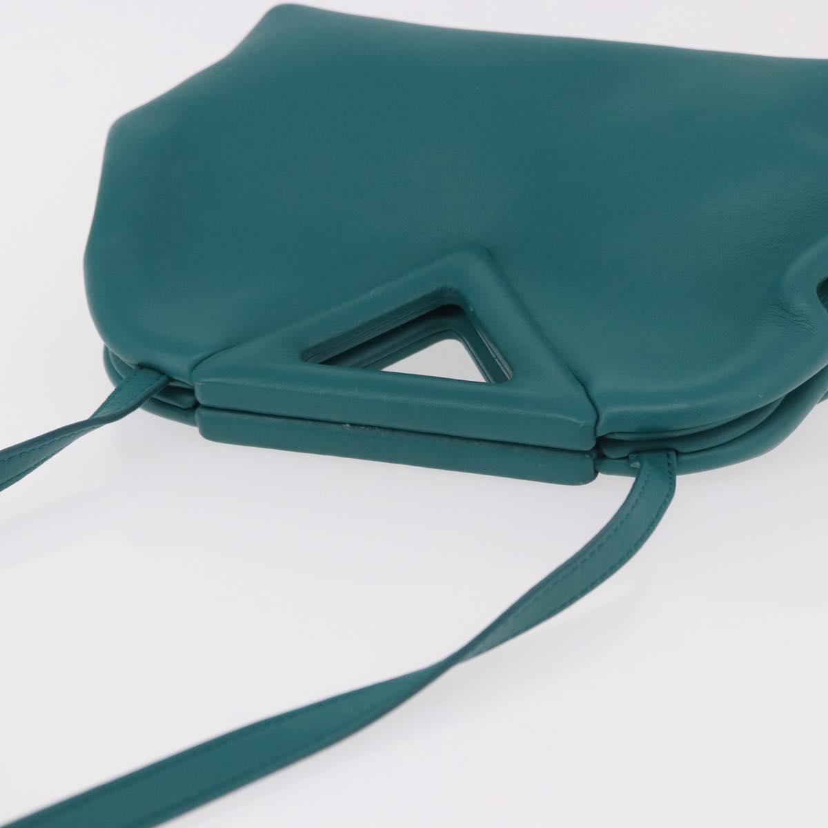 BOTTEGAVENETA Triangle Point Small Bag Leather 2way Turquoise Blue Auth bs35952V
