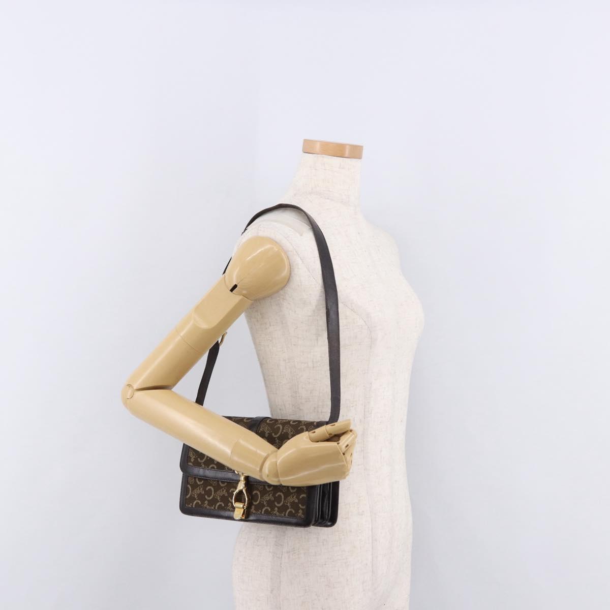 CELINE C Saluki Shoulder Bag Brown Gold Auth bs35956