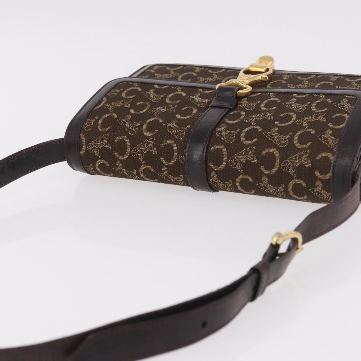 CELINE C Saluki Shoulder Bag Brown Gold Auth bs35956