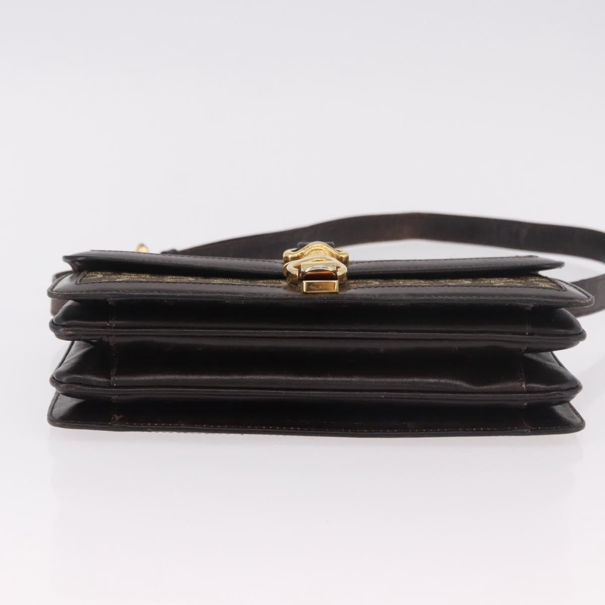 CELINE C Saluki Shoulder Bag Brown Gold Auth bs35956