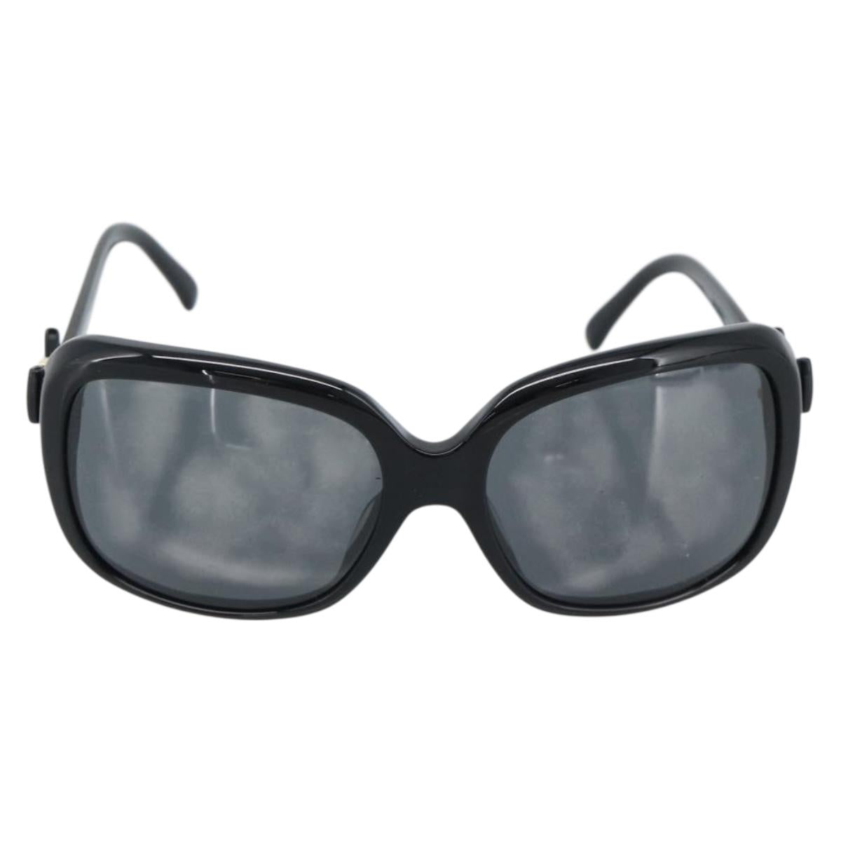 CHANEL Sunglasses Plastic Black Gold CC Auth bs35959