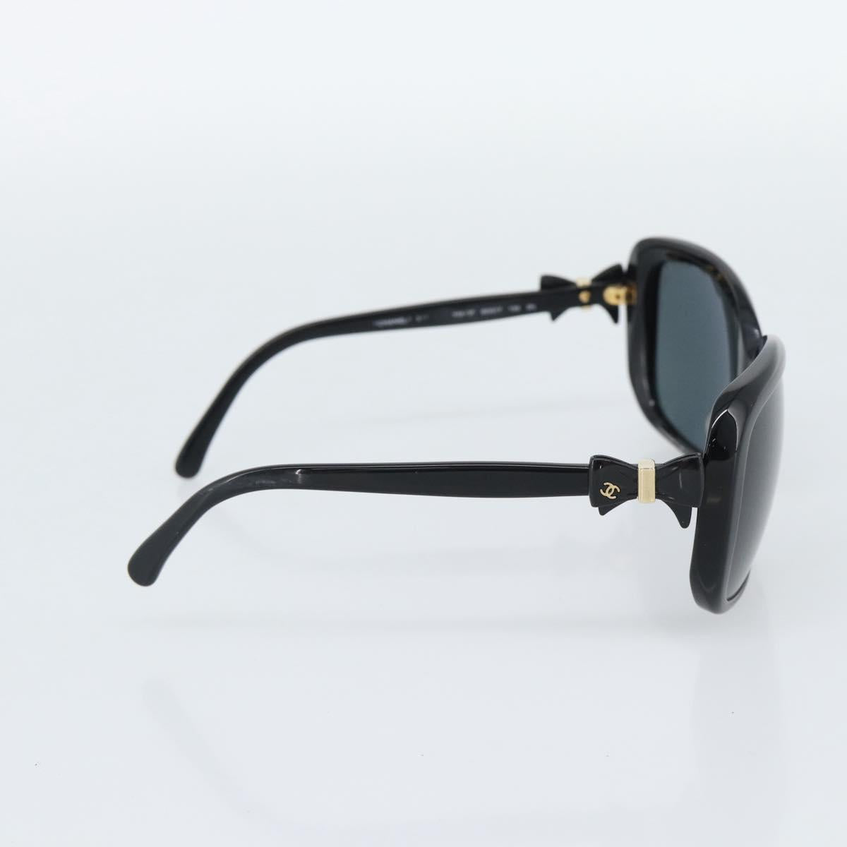 CHANEL Sunglasses Plastic Black Gold CC Auth bs35959