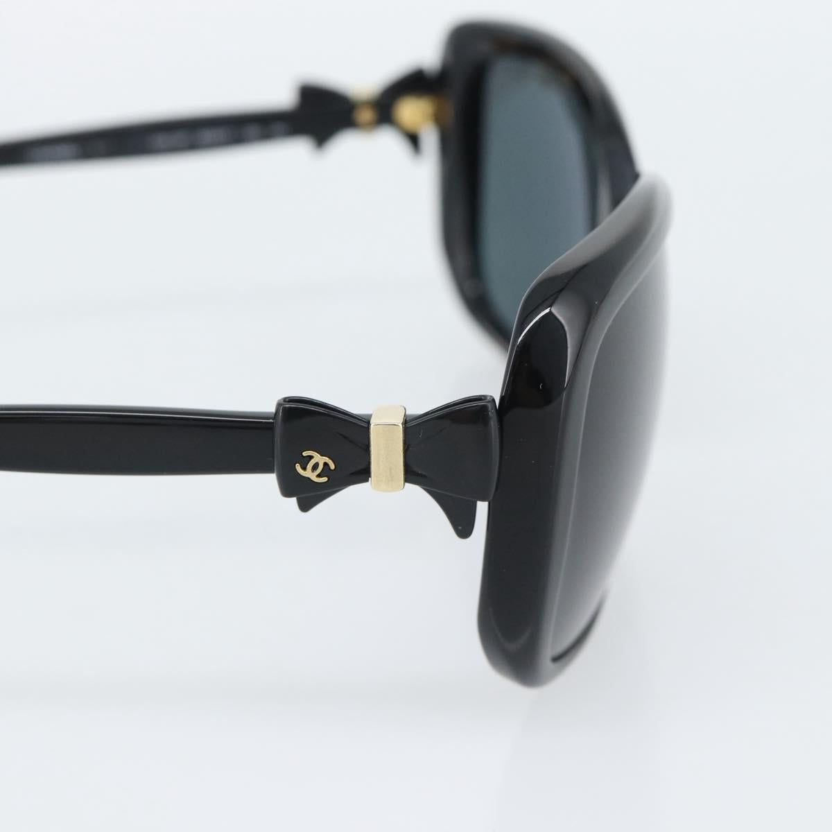 CHANEL Sunglasses Plastic Black Gold CC Auth bs35959
