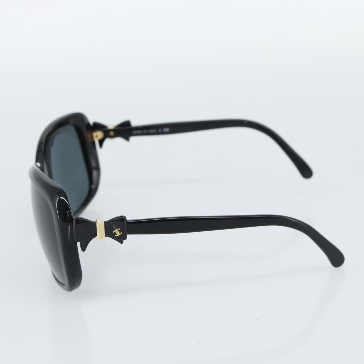 CHANEL Sunglasses Plastic Black Gold CC Auth bs35959